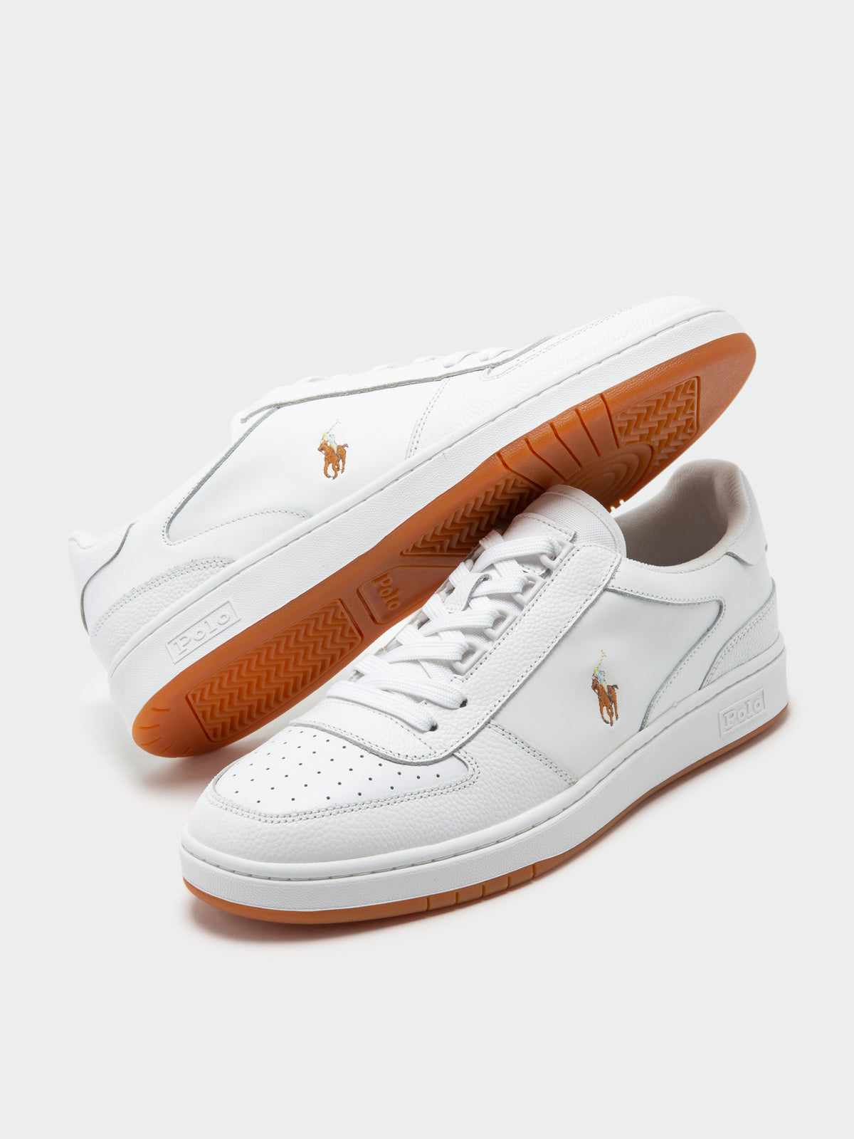 Mens Polo Court PP Sneakers in White &amp; Gum