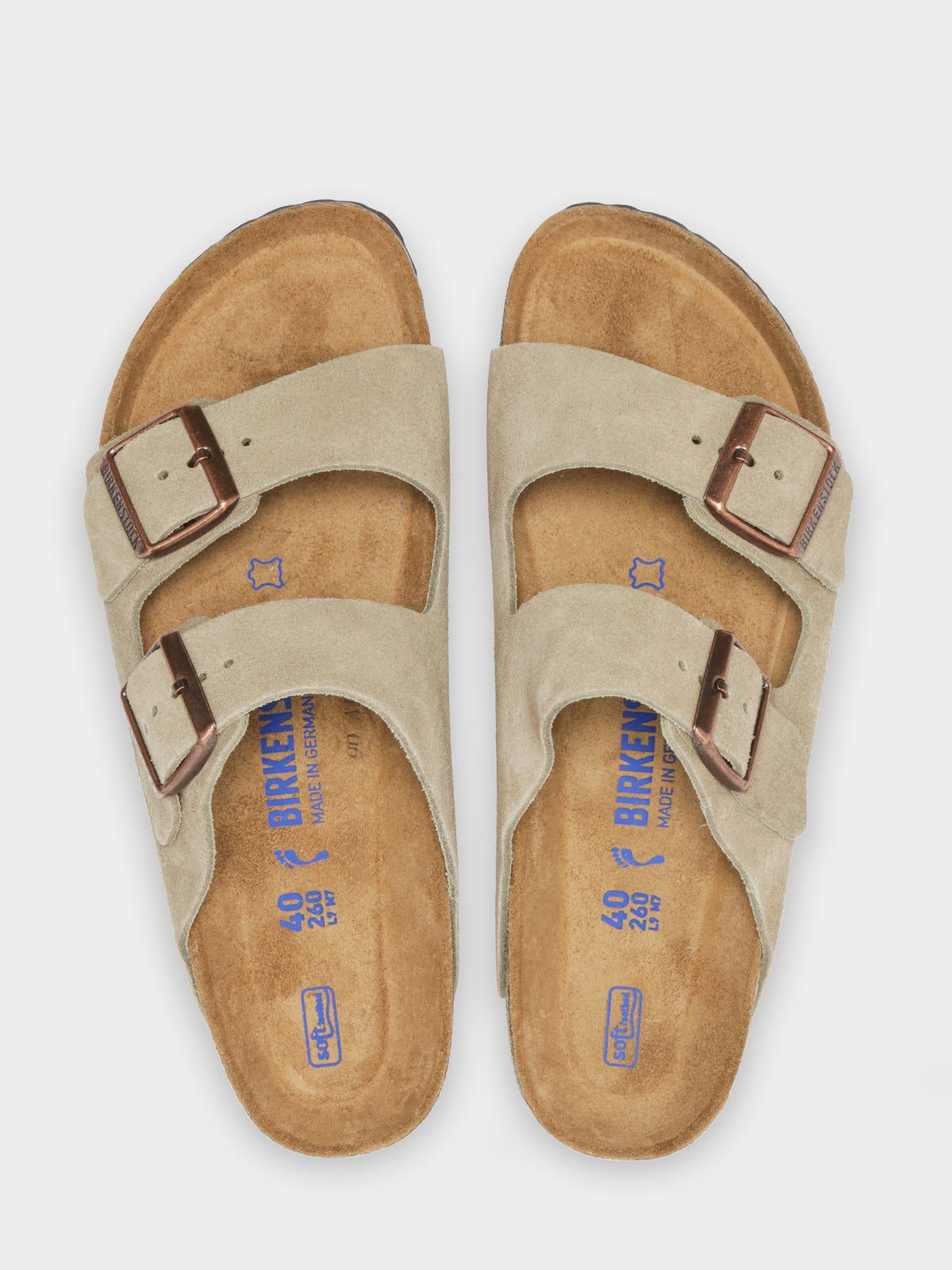Unisex Arizona Two-Strap Sandals in Taupe Suede
