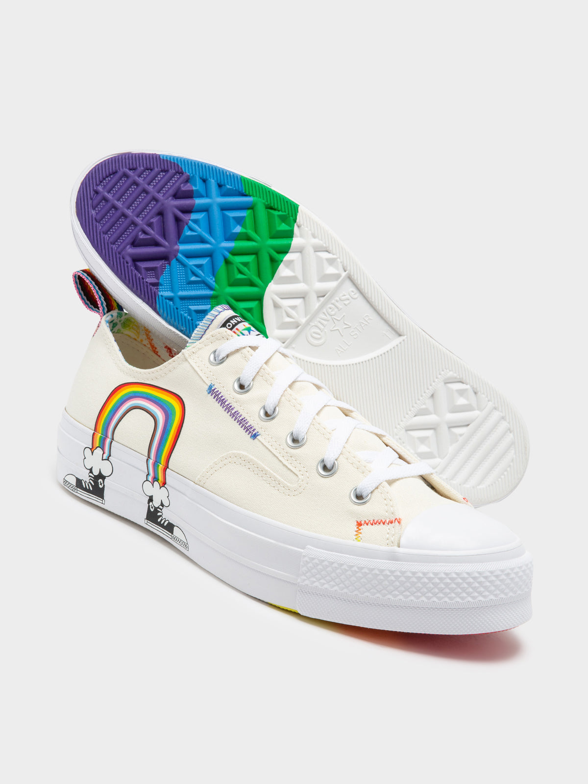 Unisex Chuck Taylor All Star Pride Lift Low-Top Platform Sneakers in Egret White