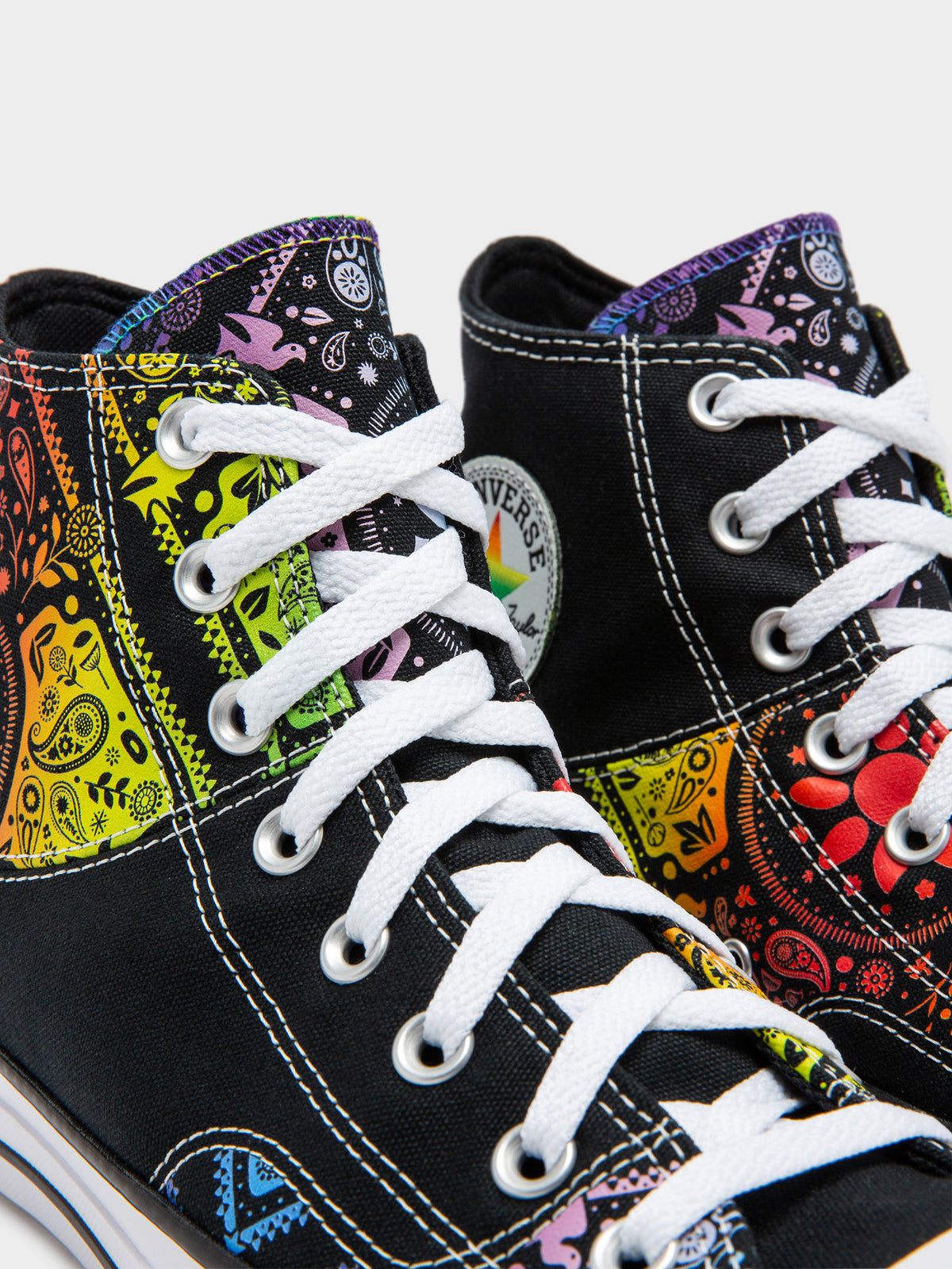 Unisex Chuck Taylor All Star Pride High-Top Sneakers in Black &amp; Rainbow Paisley