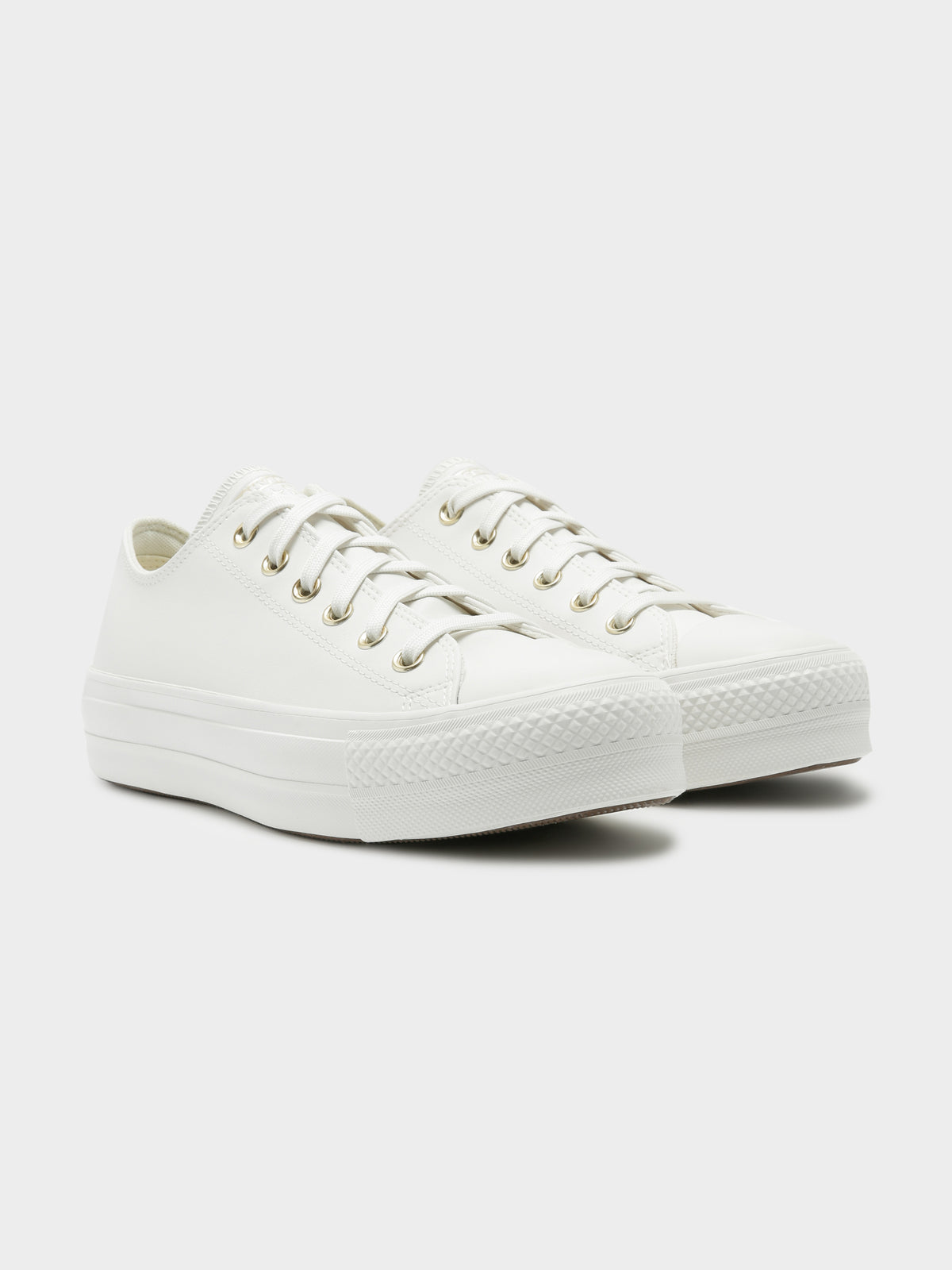Womens Synthetic Leather Lift Low Top Sneakers in Vintage White