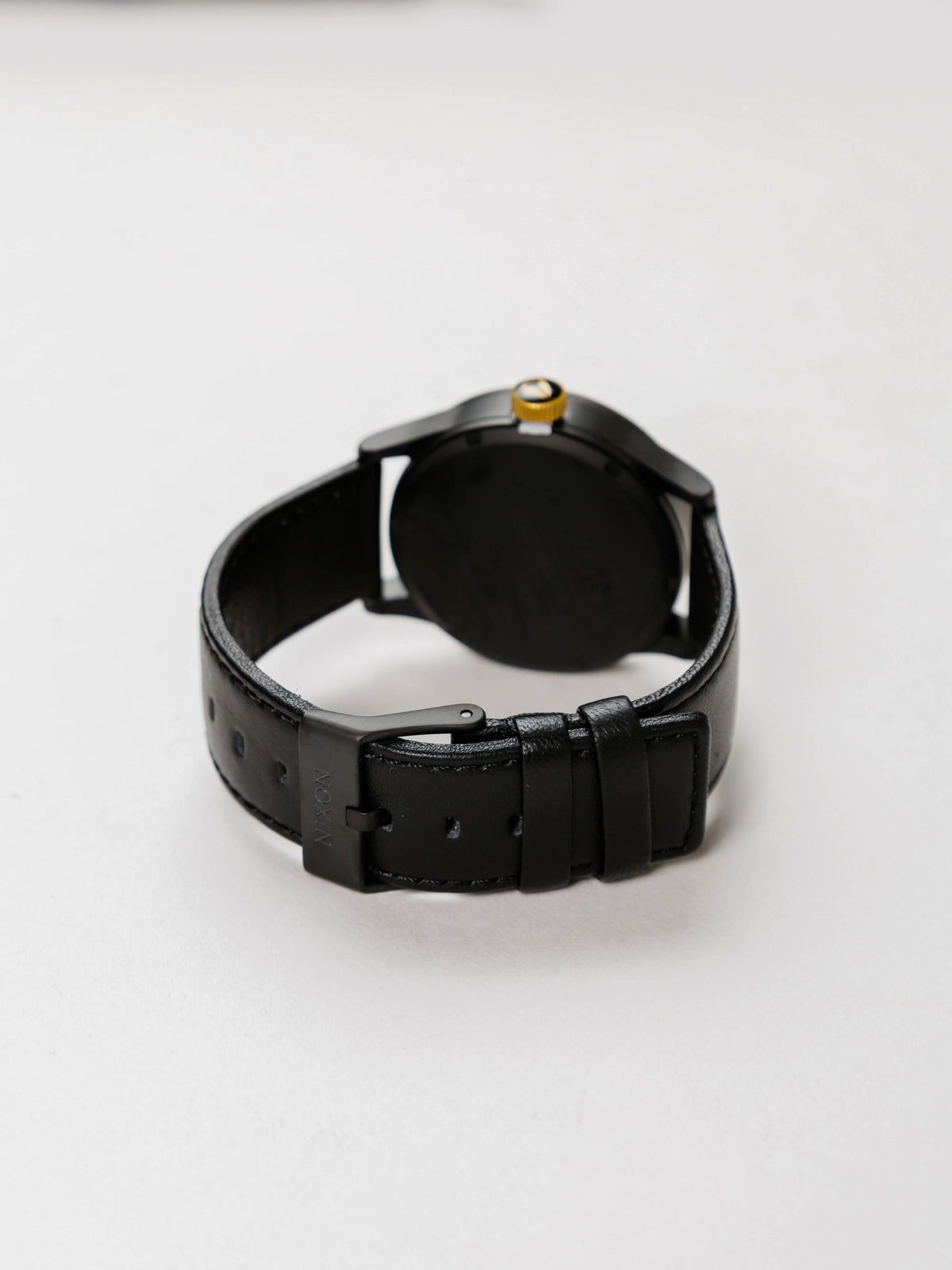 Sentry Leather 42mm Analogue Watch in Matte Black &amp; Gold