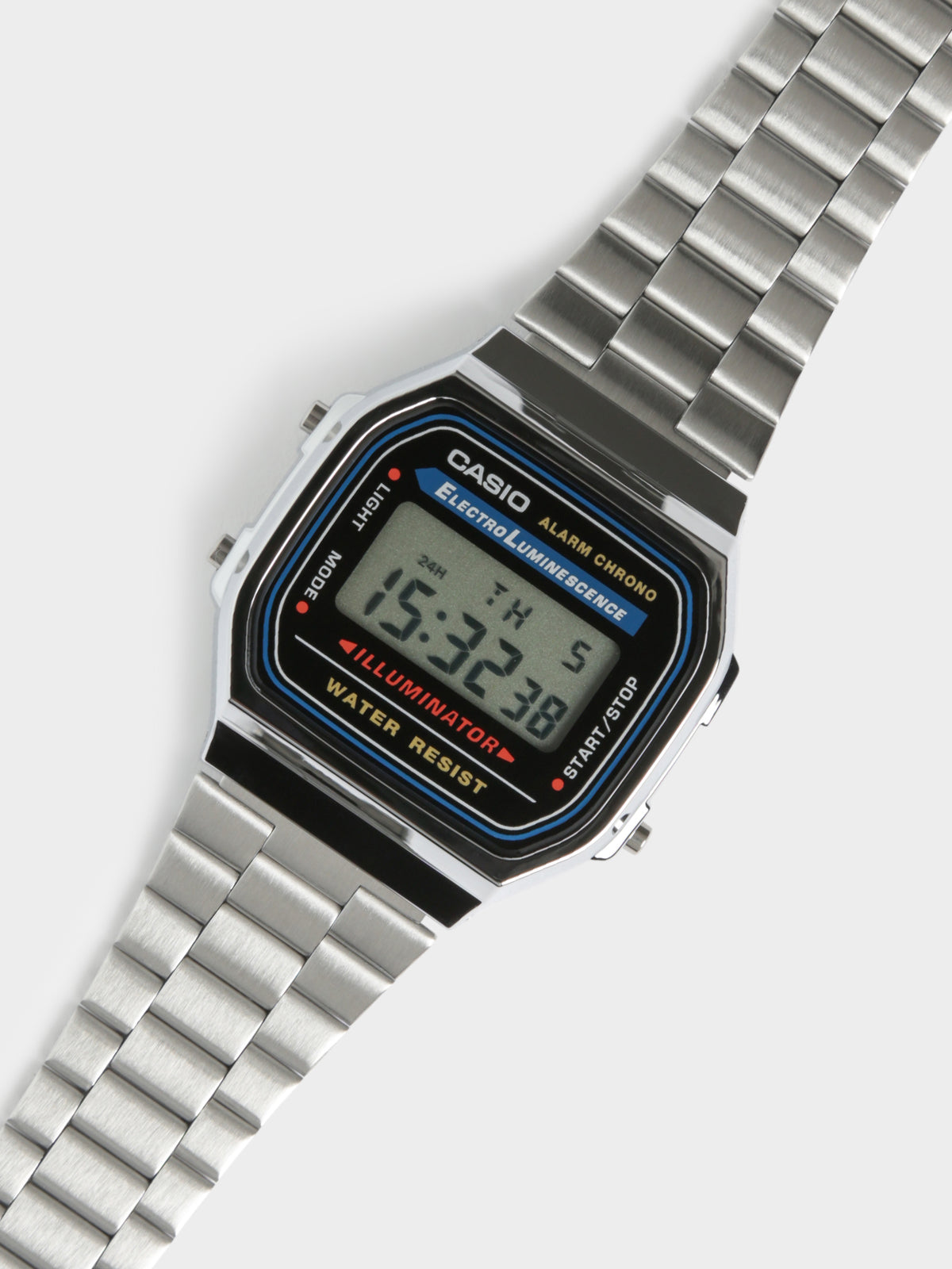 Mens A168WA-1 Illuminator Digital Watch in Silver