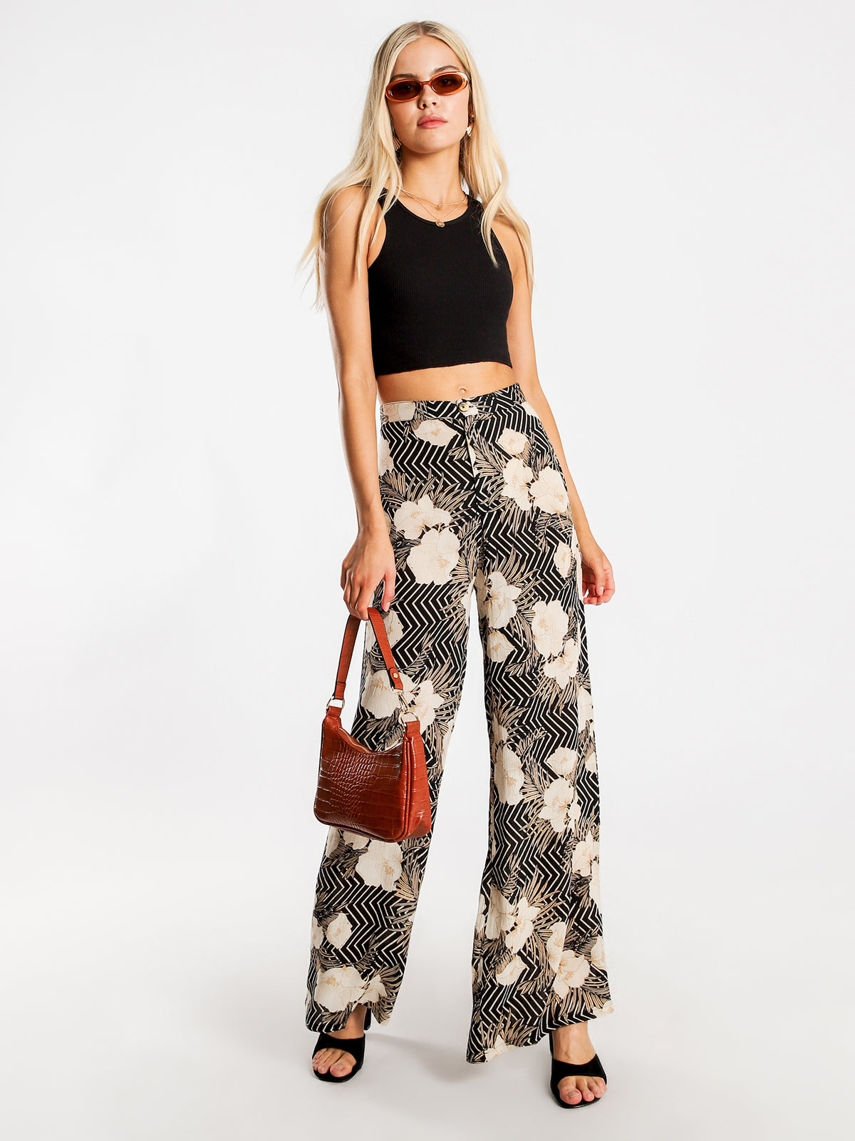 Shady Shack High Waisted Woven Pants in Black