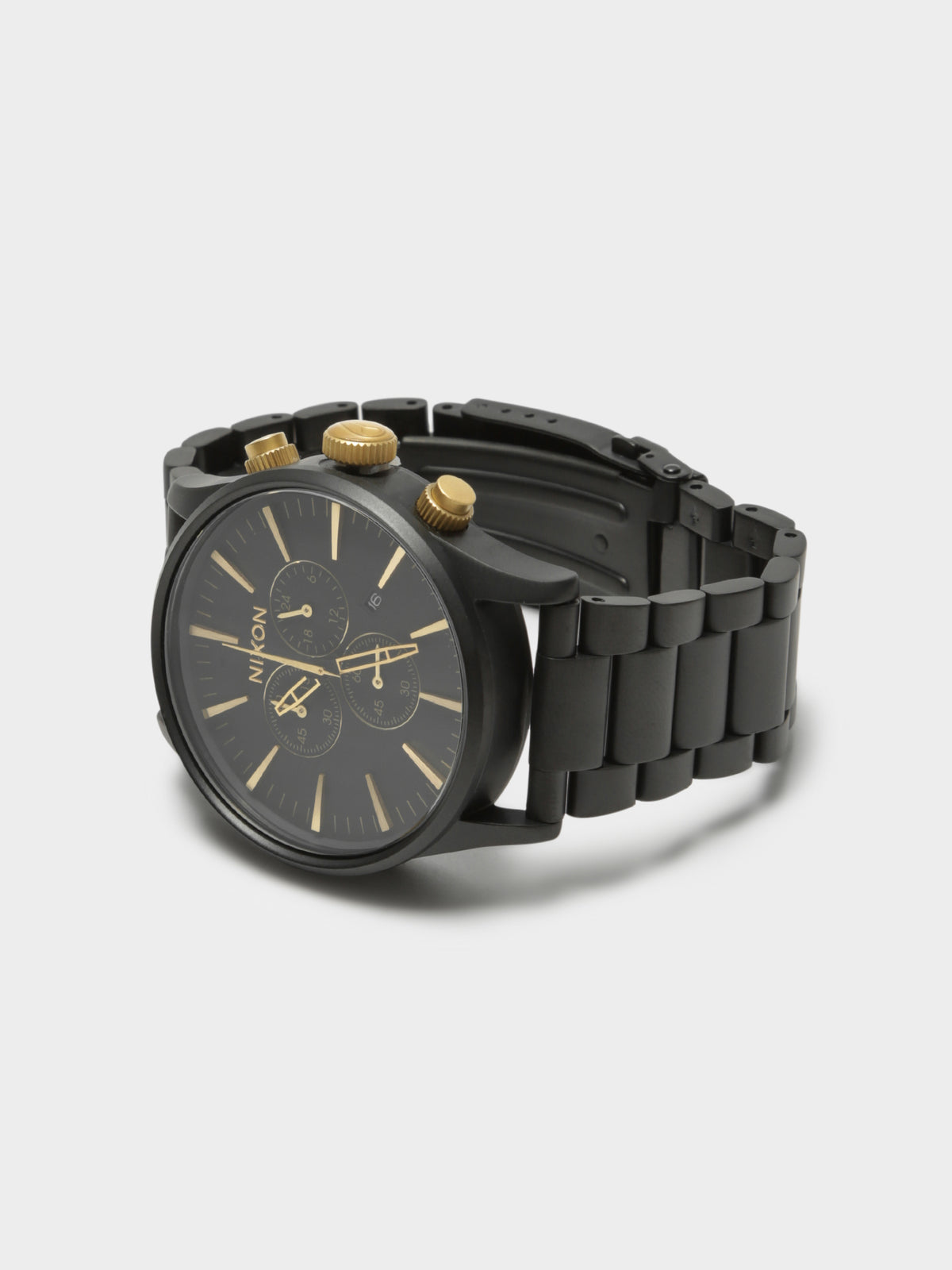 Mens Sentry 42mm Chronograph Analogue Watch in Black &amp; Gold
