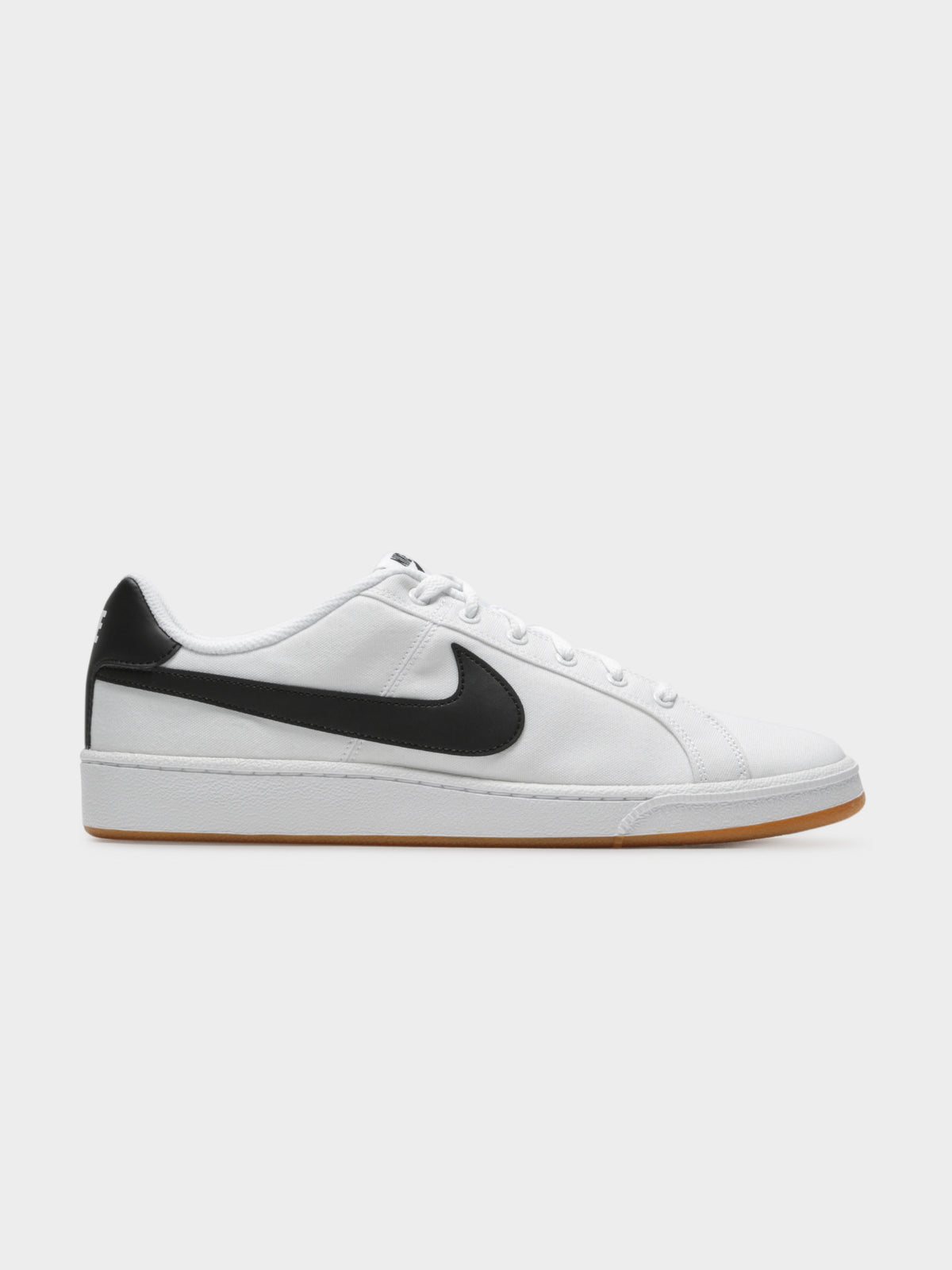 Mens Court Royale Canvas Sneakers in White &amp; Black
