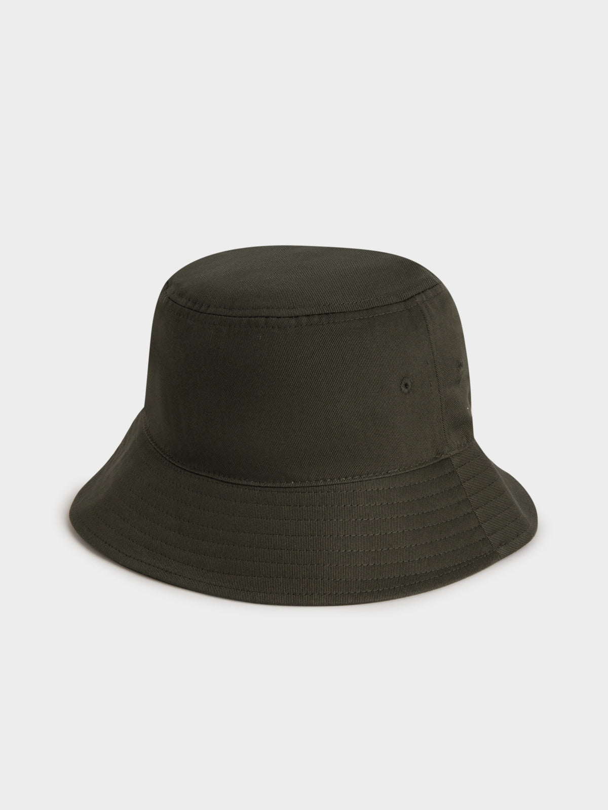 Flag Embroidered Cotton Bucket Hat in Olive