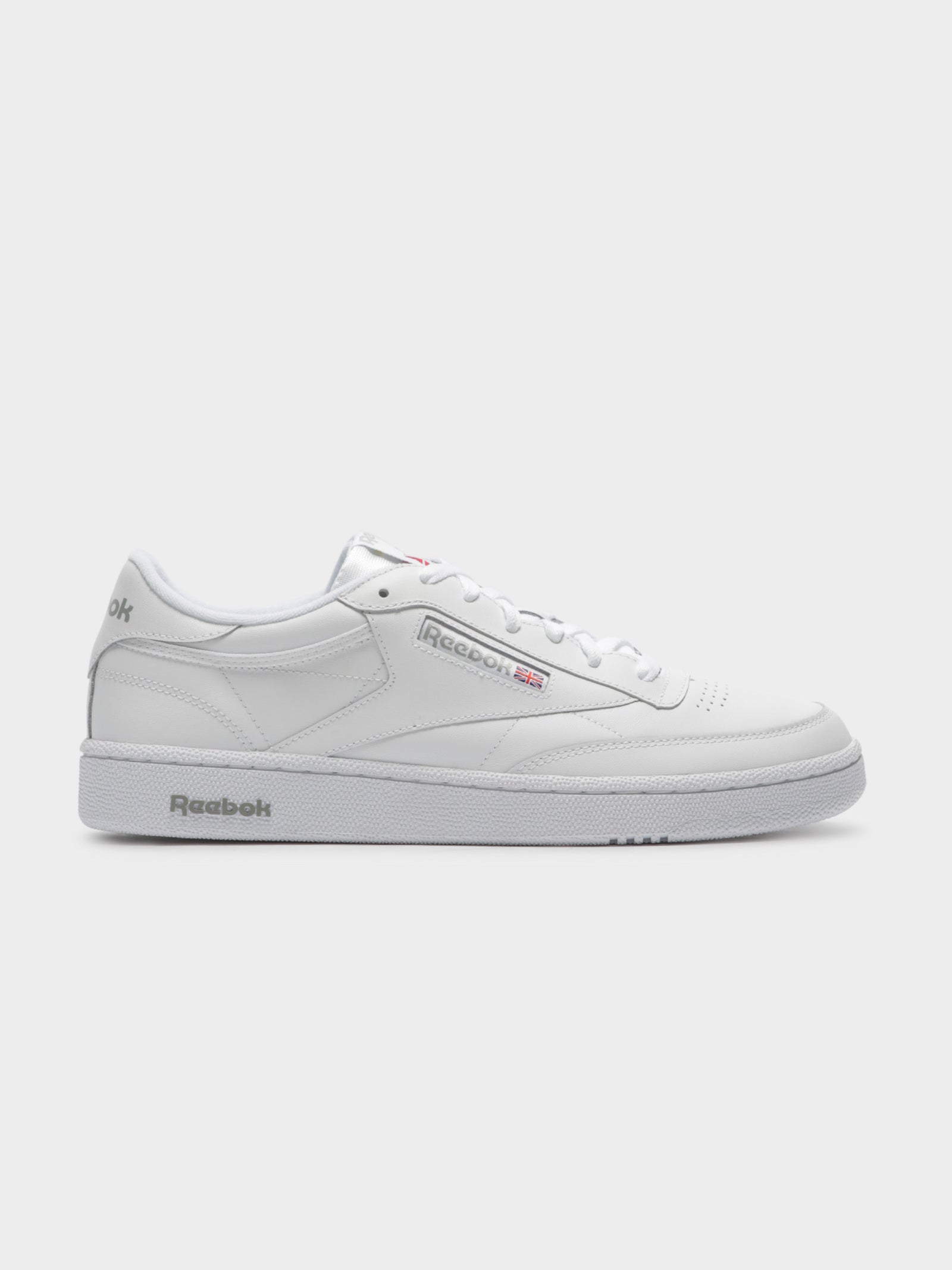 Unisex Club C 85 Sneakers in White & Grey Leather