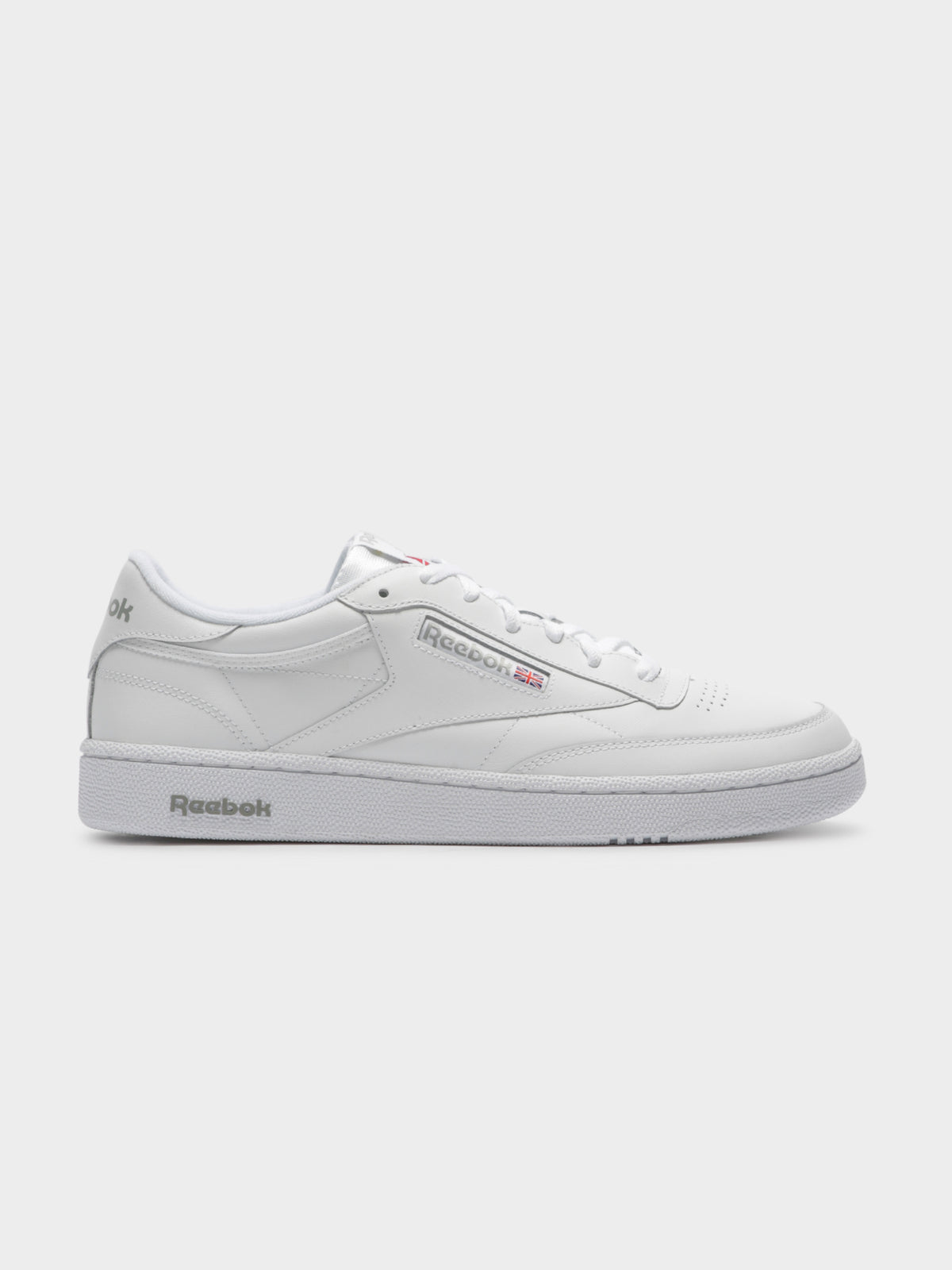 Unisex Club C 85 Sneakers in White &amp; Grey Leather