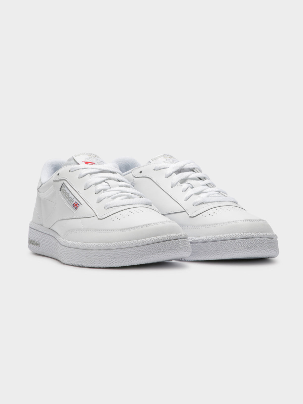 Unisex Club C 85 Sneakers in White &amp; Grey Leather