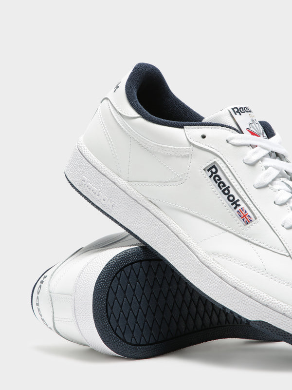 Unisex Club C 85 Sneakers in White & Navy - Glue Store