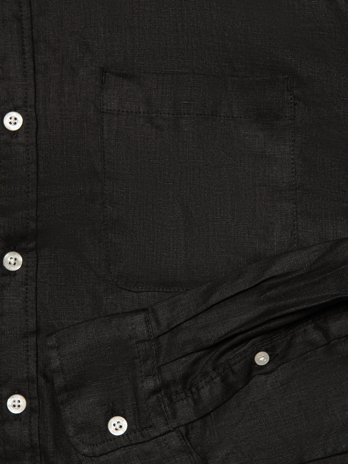 Nero Linen Long Sleeve Shirt in Black