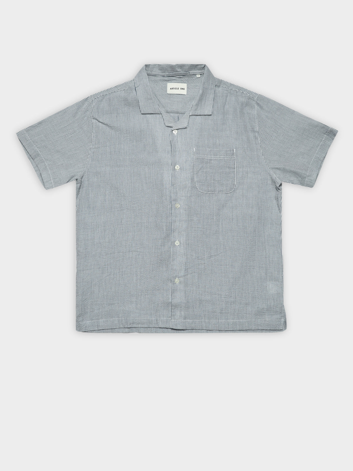 Wilfred Short Sleeve Shirt in Blue &amp; White Stripe
