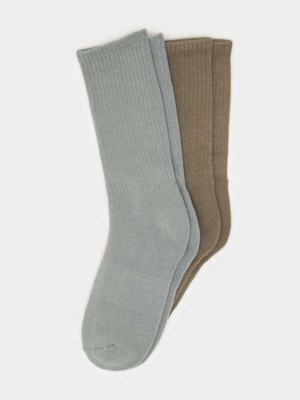 2 Pairs of Classic Socks in Stone Thistle & Fog