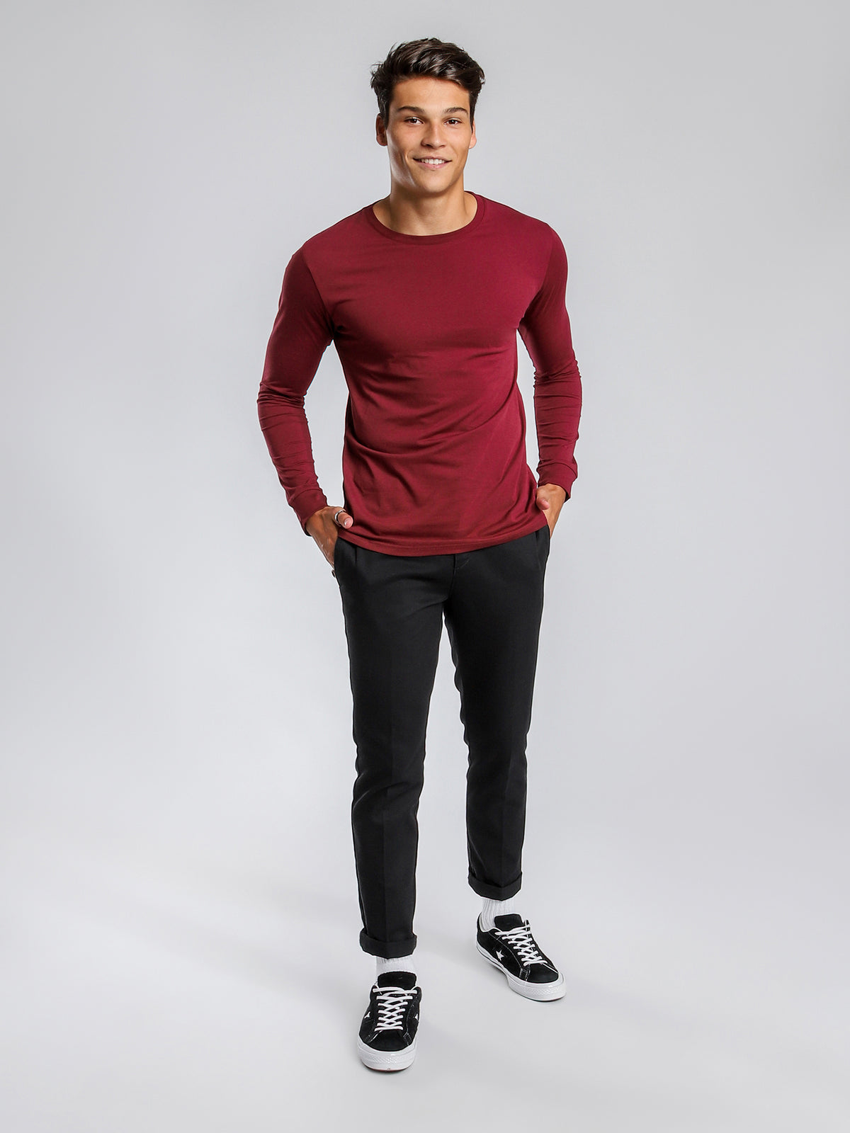 Contra Long Sleeve T-Shirt in Burgundy