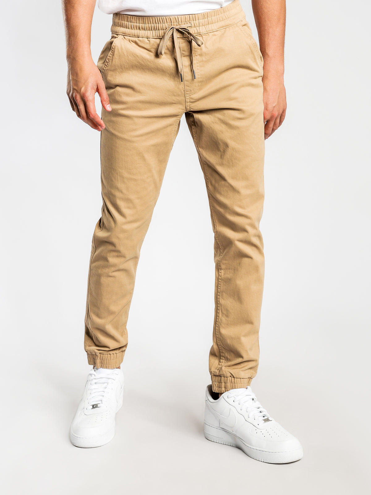 Indie Tapered Joggers in Stone