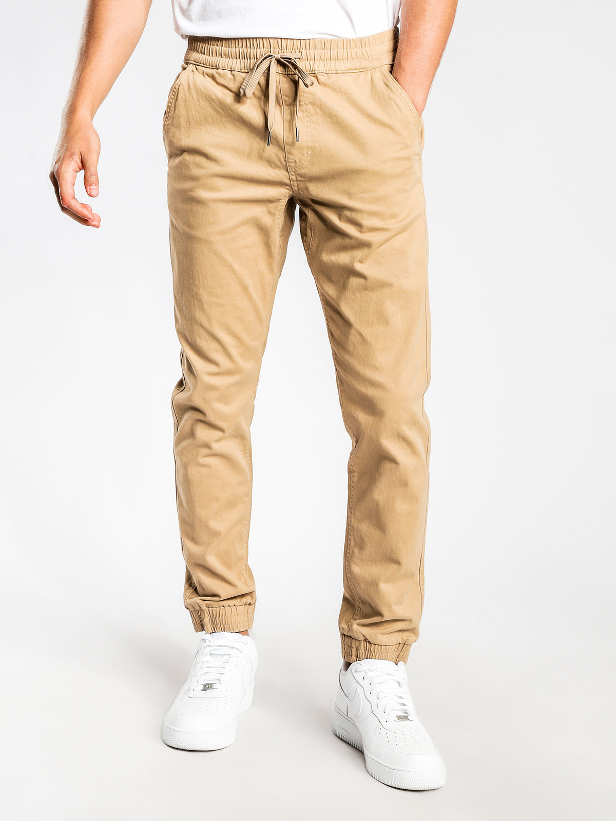 Indie Tapered Joggers in Stone