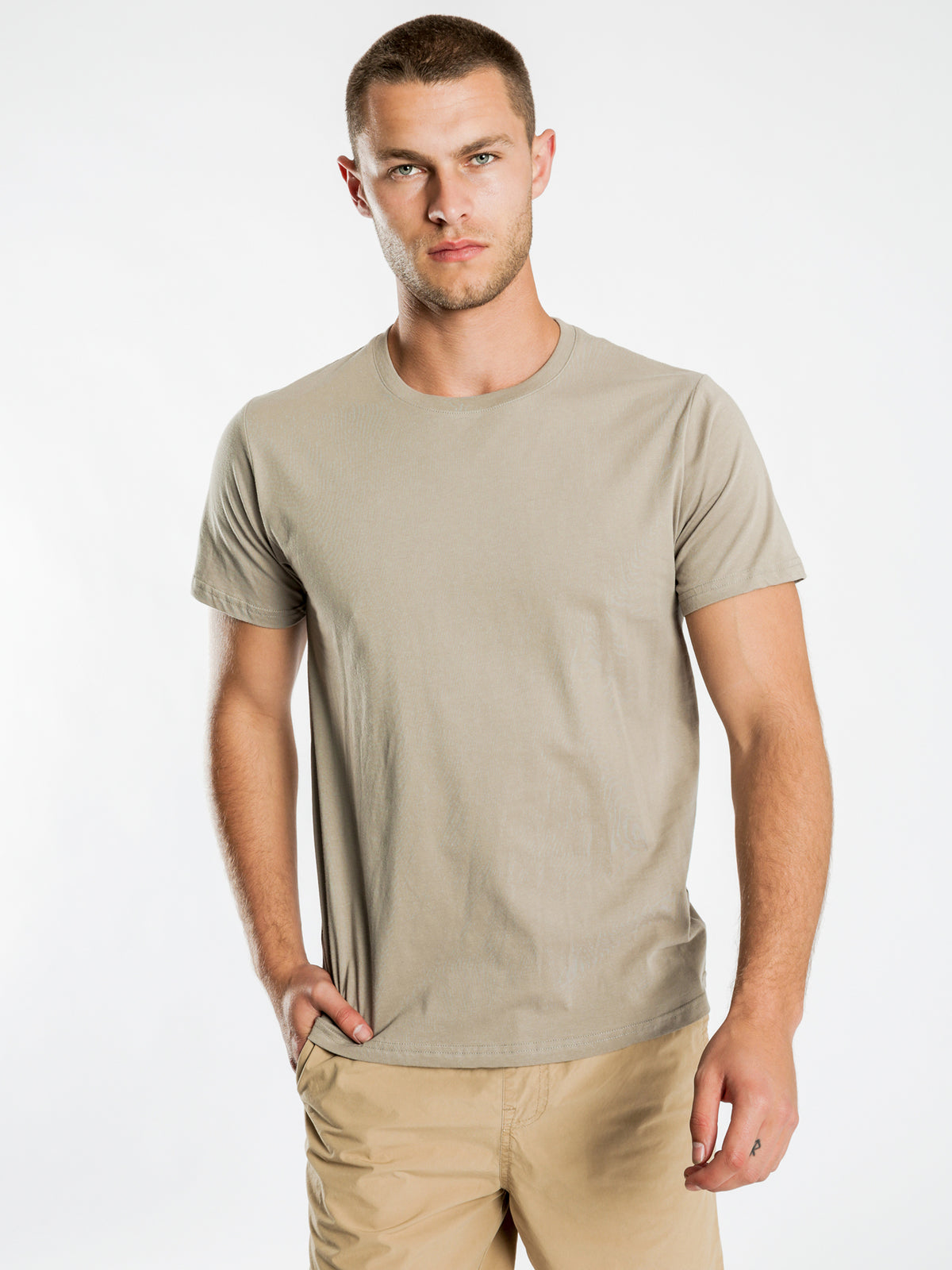 Plain Crew T-Shirt in Olive