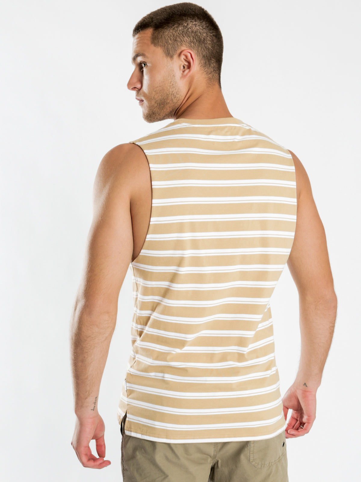 Cayo Stripe Muscle T-Shirt in Butter