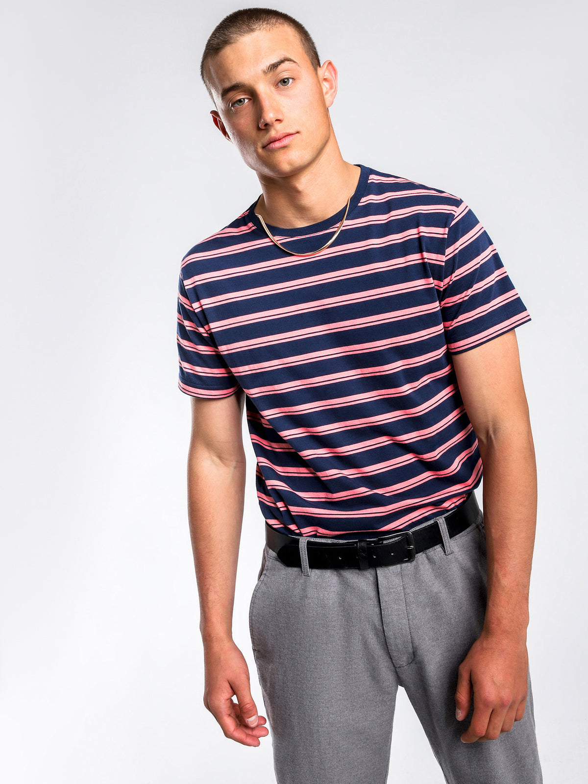 Cayo Short Sleeve T-Shirt in Navy Stripe