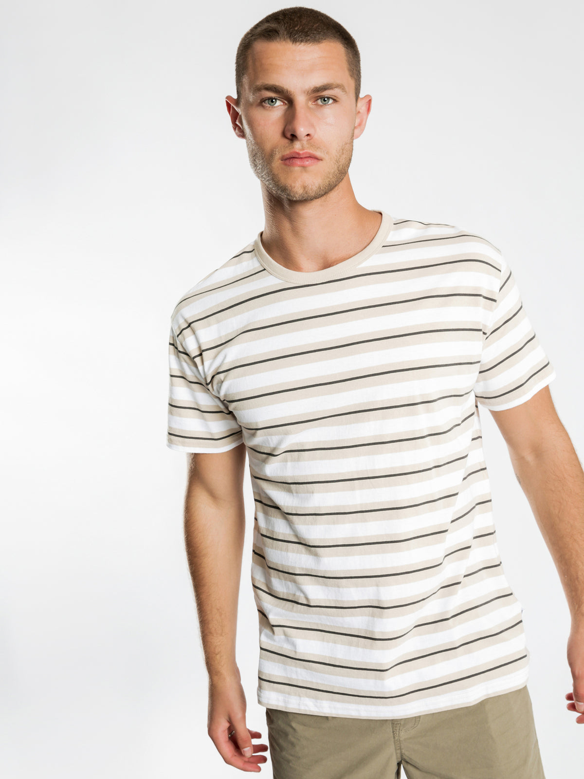 Wanda Stripe T-Shirt in White &amp; Sand