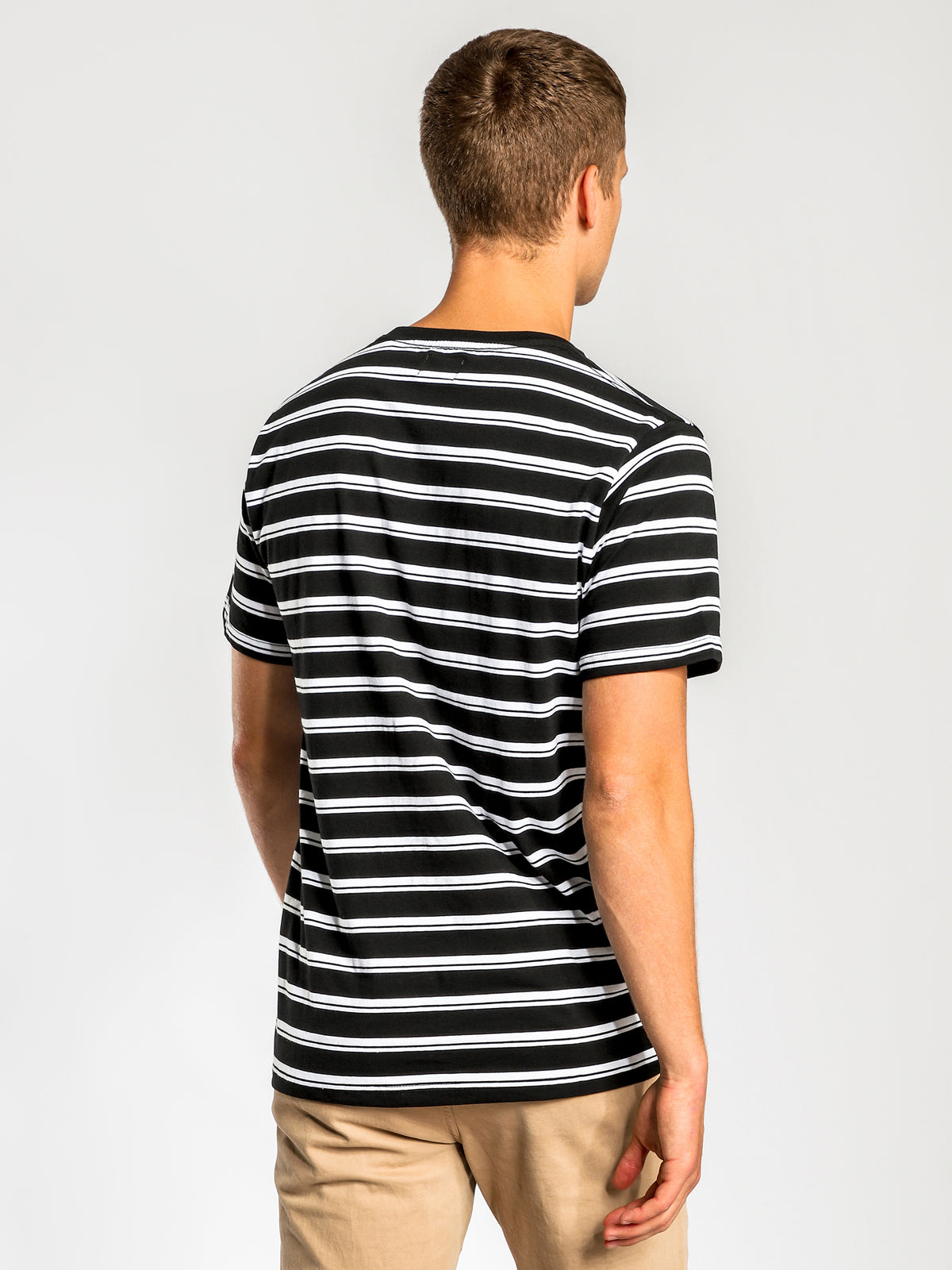 Cayo Short Sleeve T-Shirt in Black &amp; White Stripe