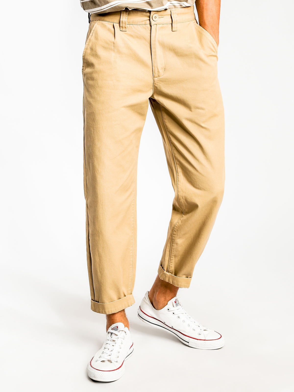 Beau Pleated Pants in Stone