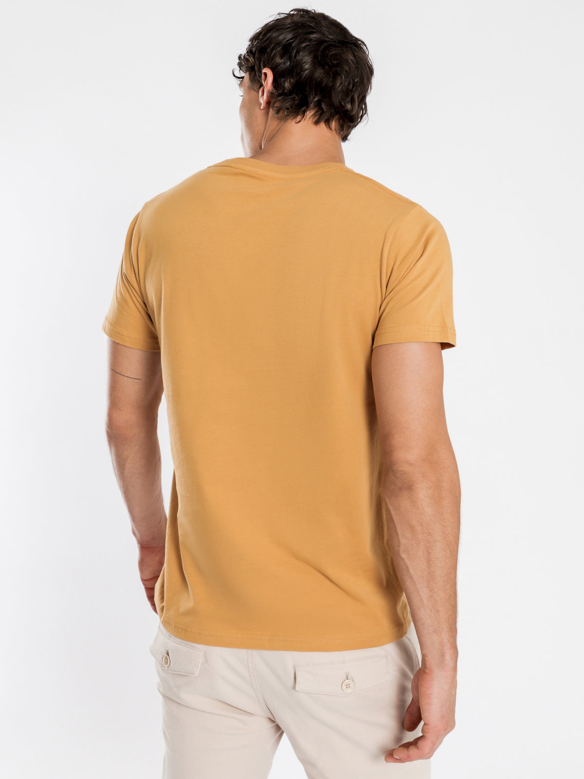 Basic Crew Short Sleeve T-Shirt in Mustard