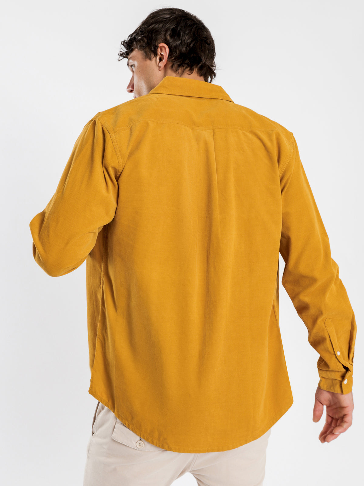Axel Cord Long Sleeve Shirt in Mustard
