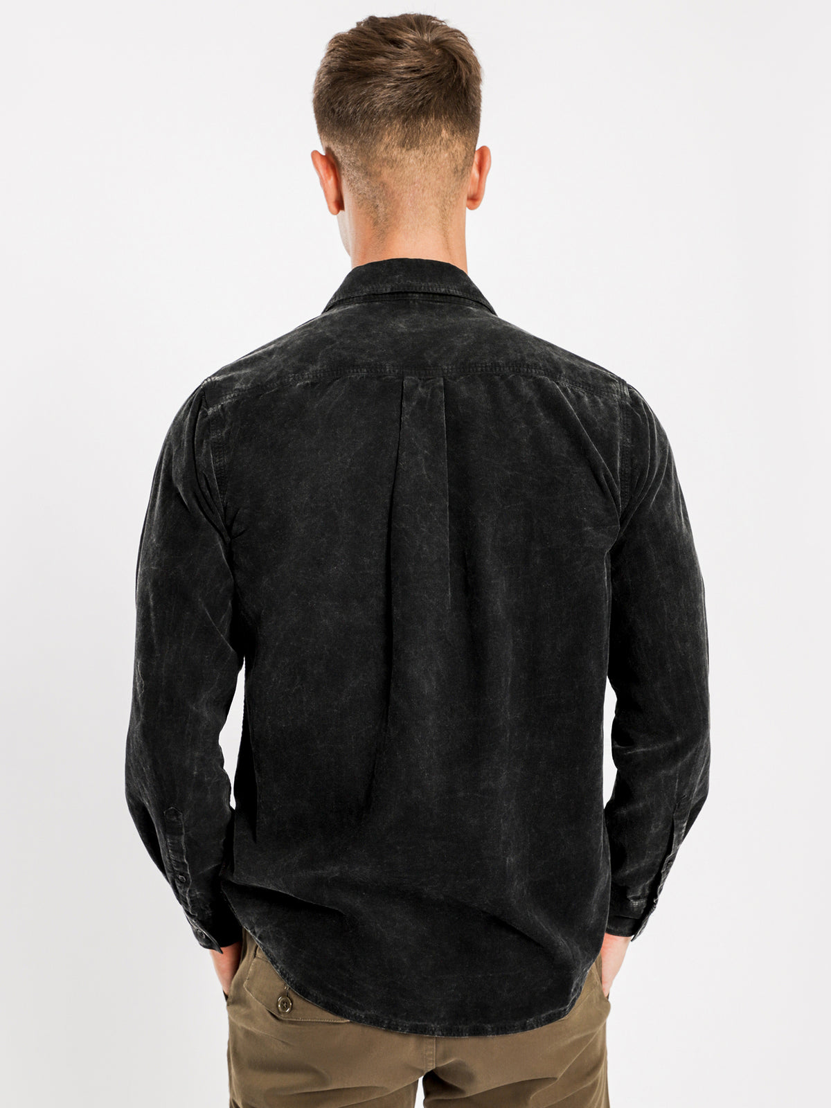 Cason Cord Long Sleeve Shirt in Acid Black