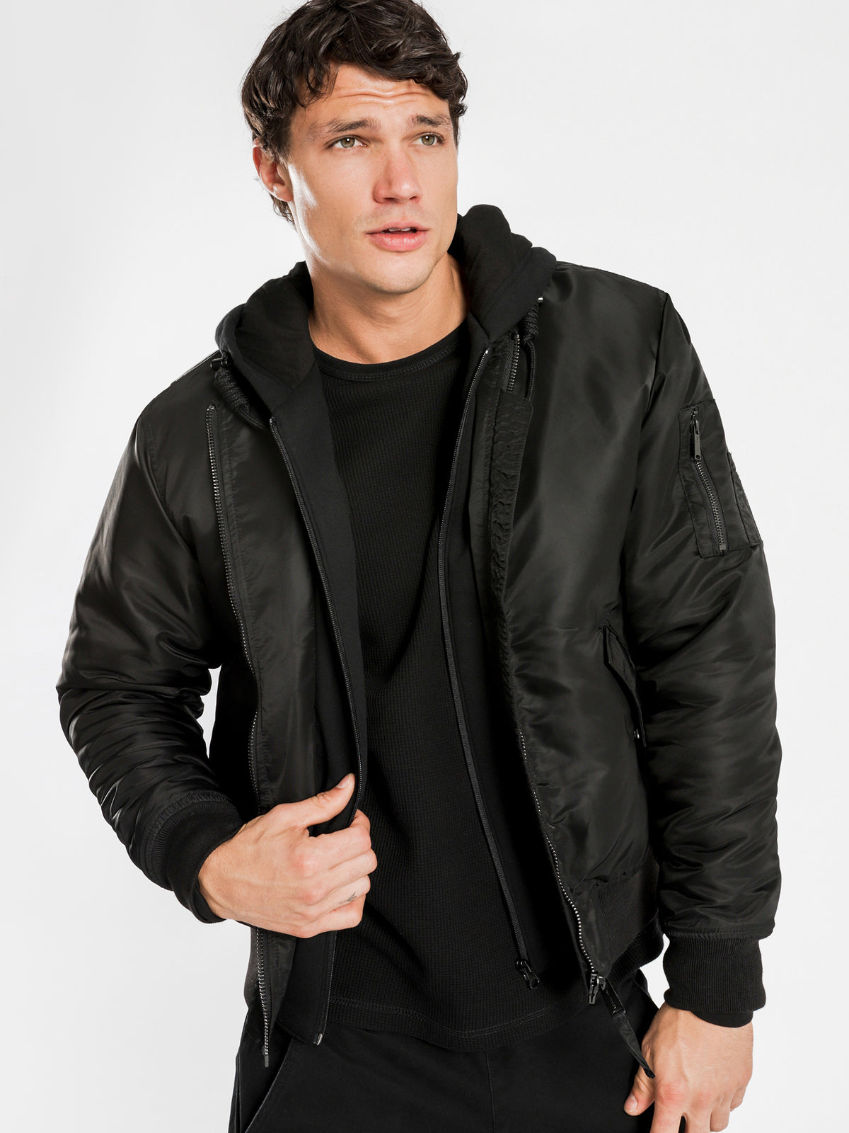 Article One Dante Hooded Bomber | Black