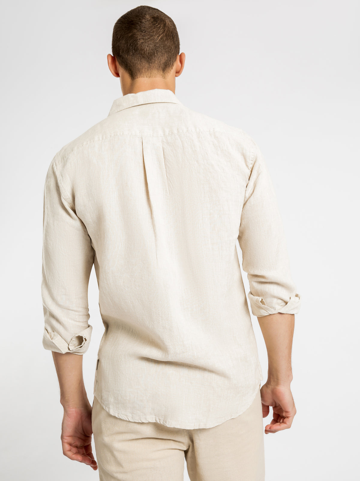 Nelson Long Sleeve Linen Shirt in Natural Marle