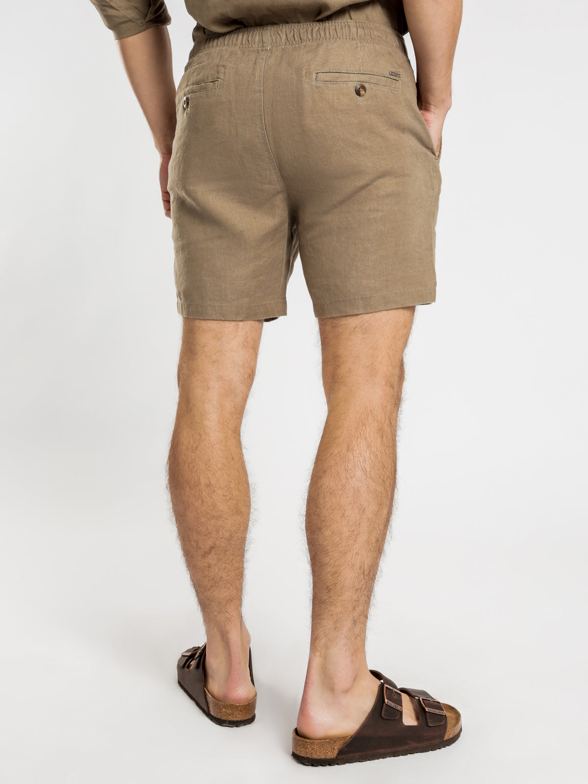 Nelson Linen Shorts in Thyme