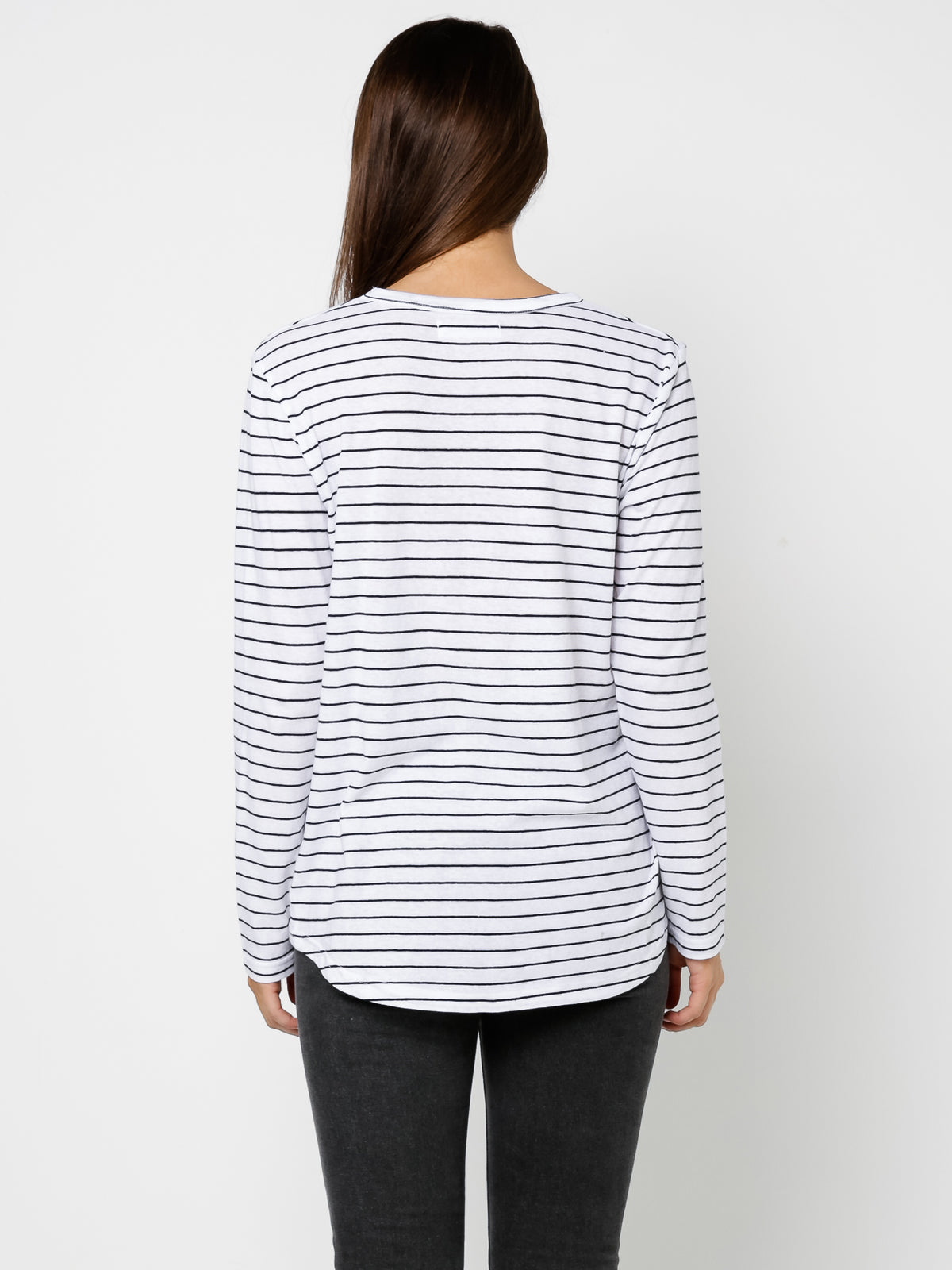 Bay Long Sleeve T-Shirt in Black &amp; White Stripe