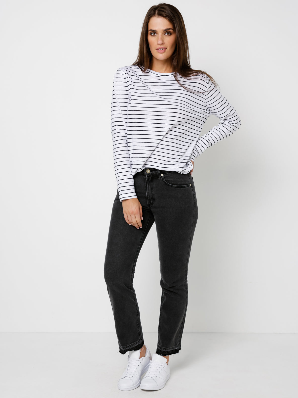 Assembly Bay Long Sleeve T-Shirt | White/Black