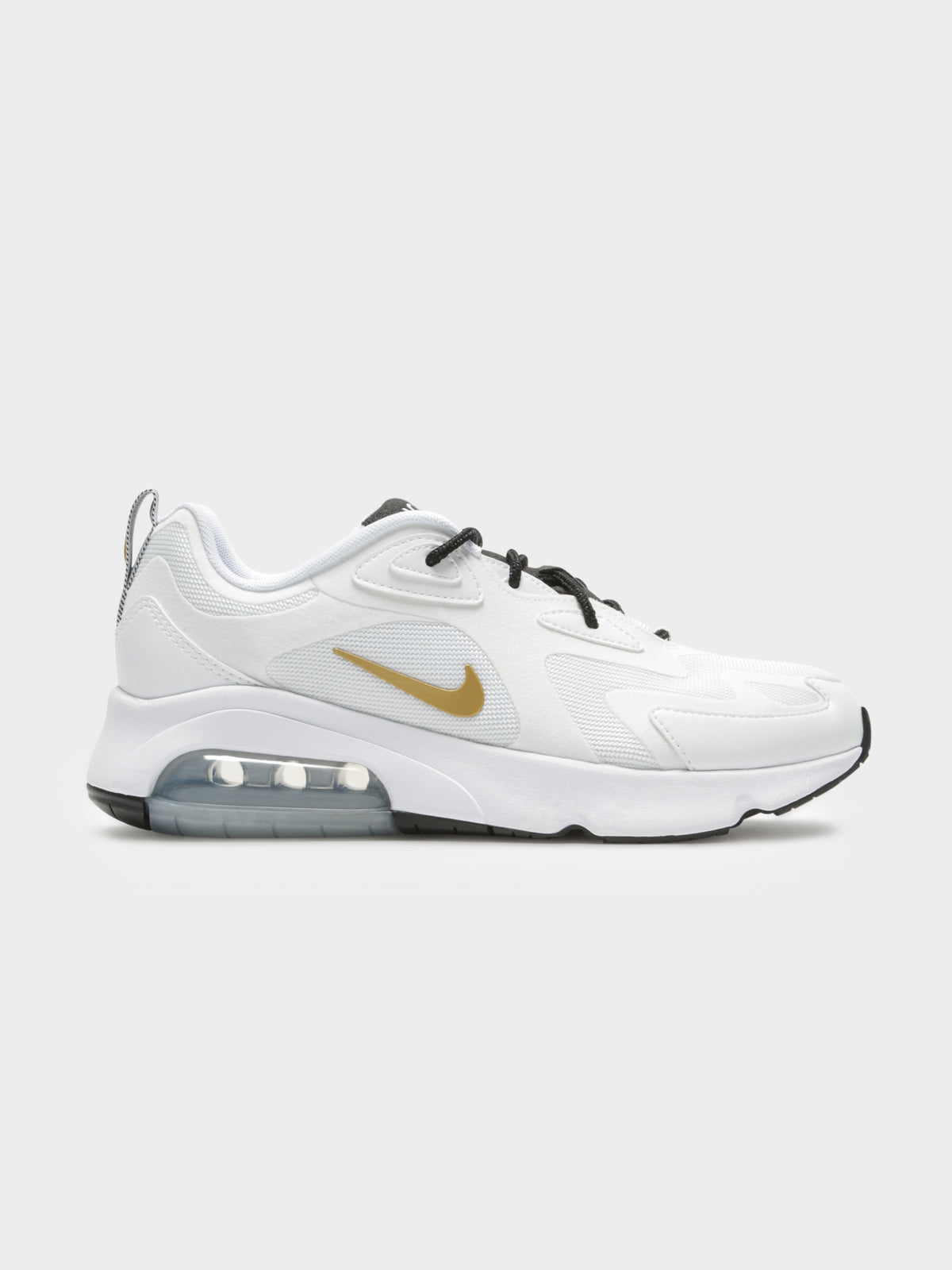 Womens Air Max 200 Sneakers in White &amp; Metallic Gold