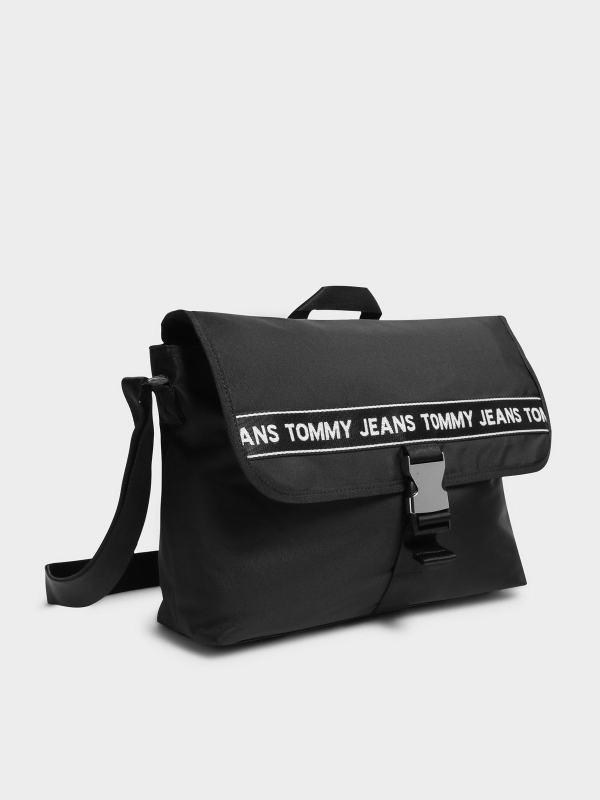 Logo Tape Messenger Bag in Black &amp; White