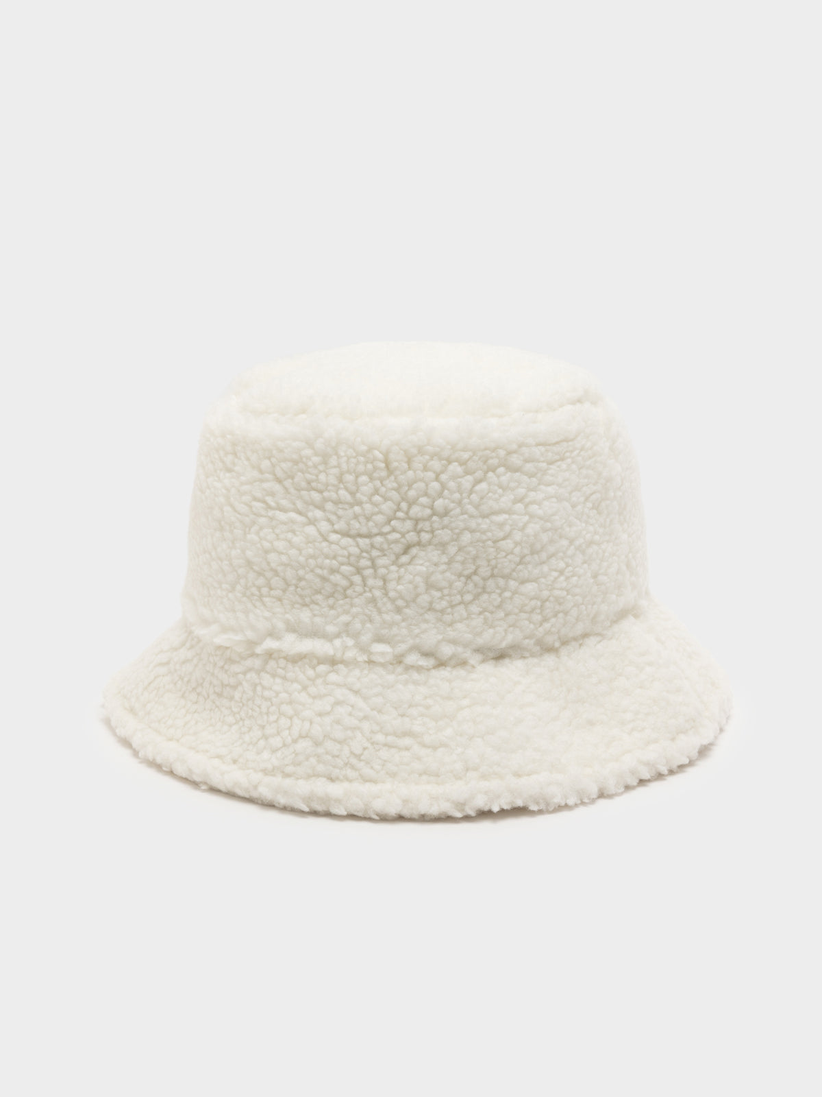 Sport Shearling Bucket Hat in White