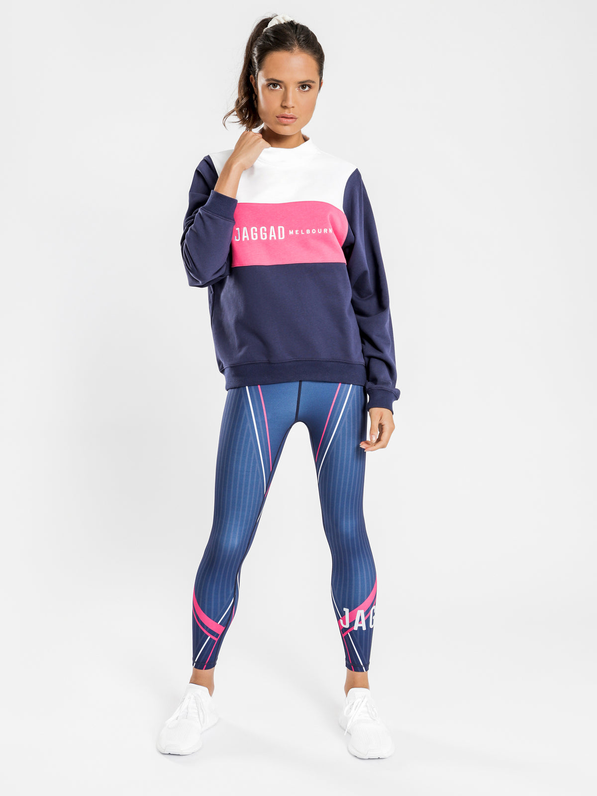 Area High-Waisted 7/8 Leggings in Navy &amp; Pink