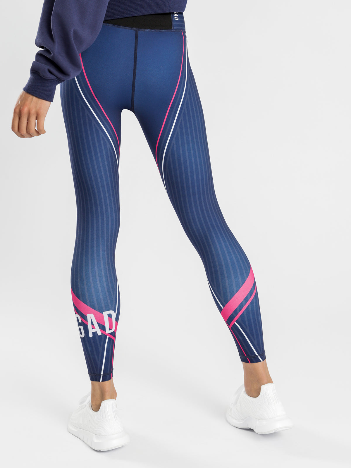 Area High-Waisted 7/8 Leggings in Navy &amp; Pink