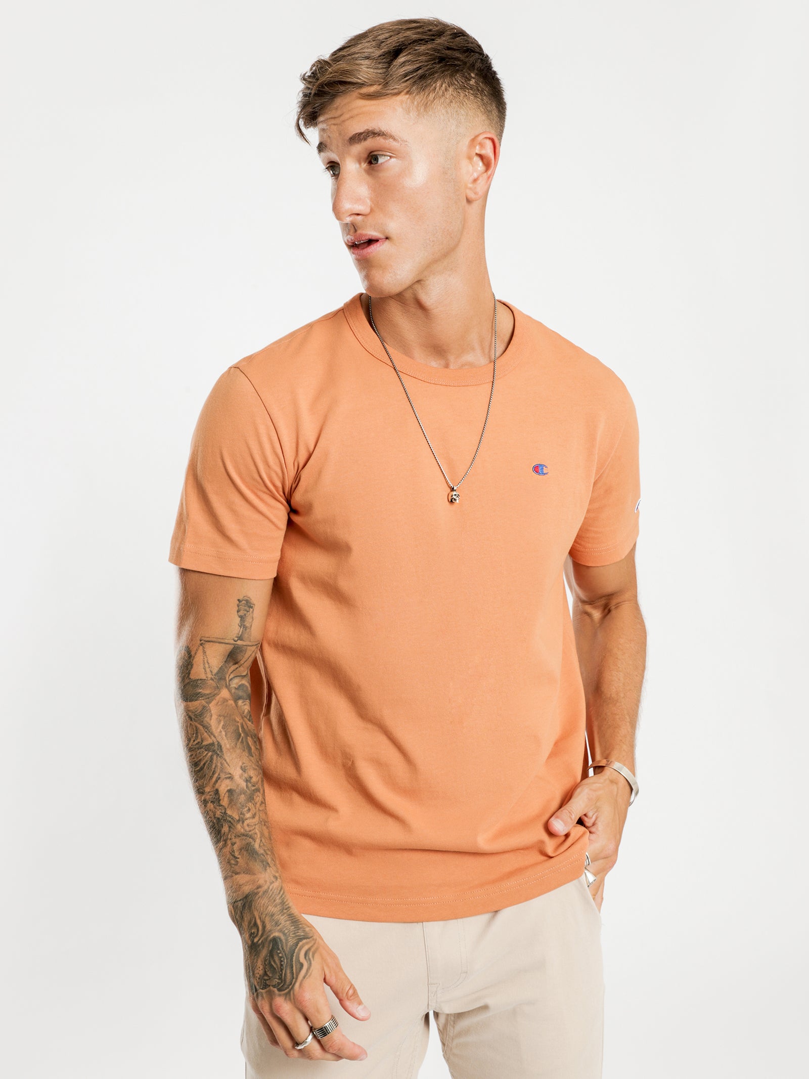 Champion Mini C Logo Crew T-Shirt Orange Glue Store - Main Image