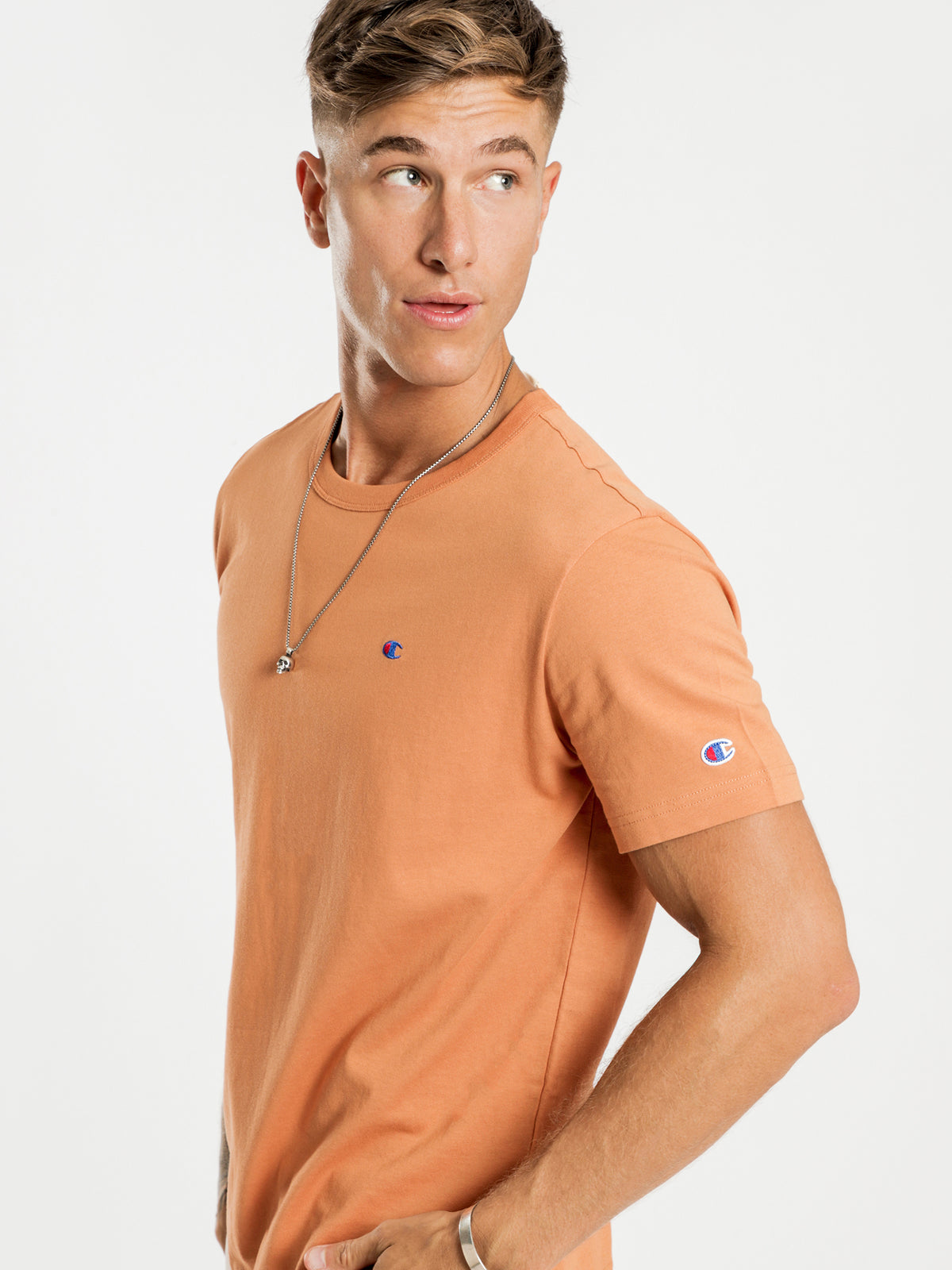 Mini C Logo Crew T-Shirt in Burnt Orange