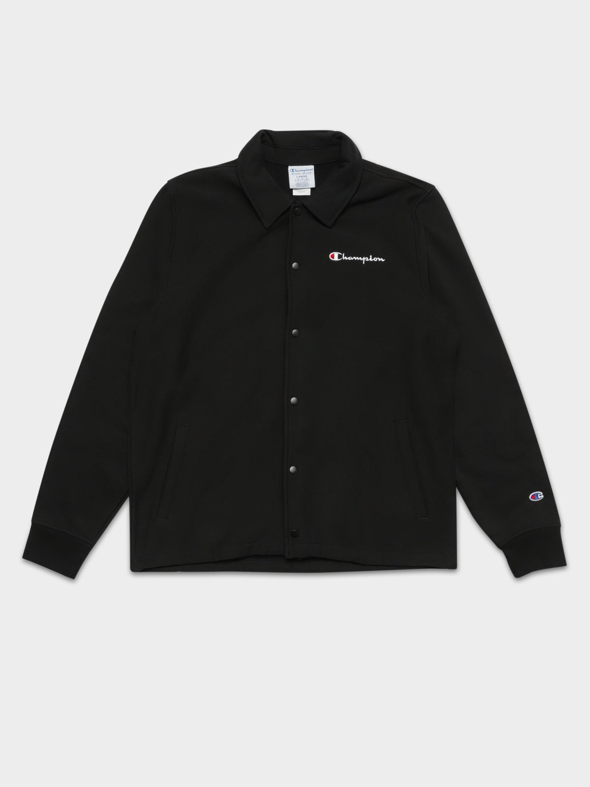 Reverse Weave Coaches Jacket in Black