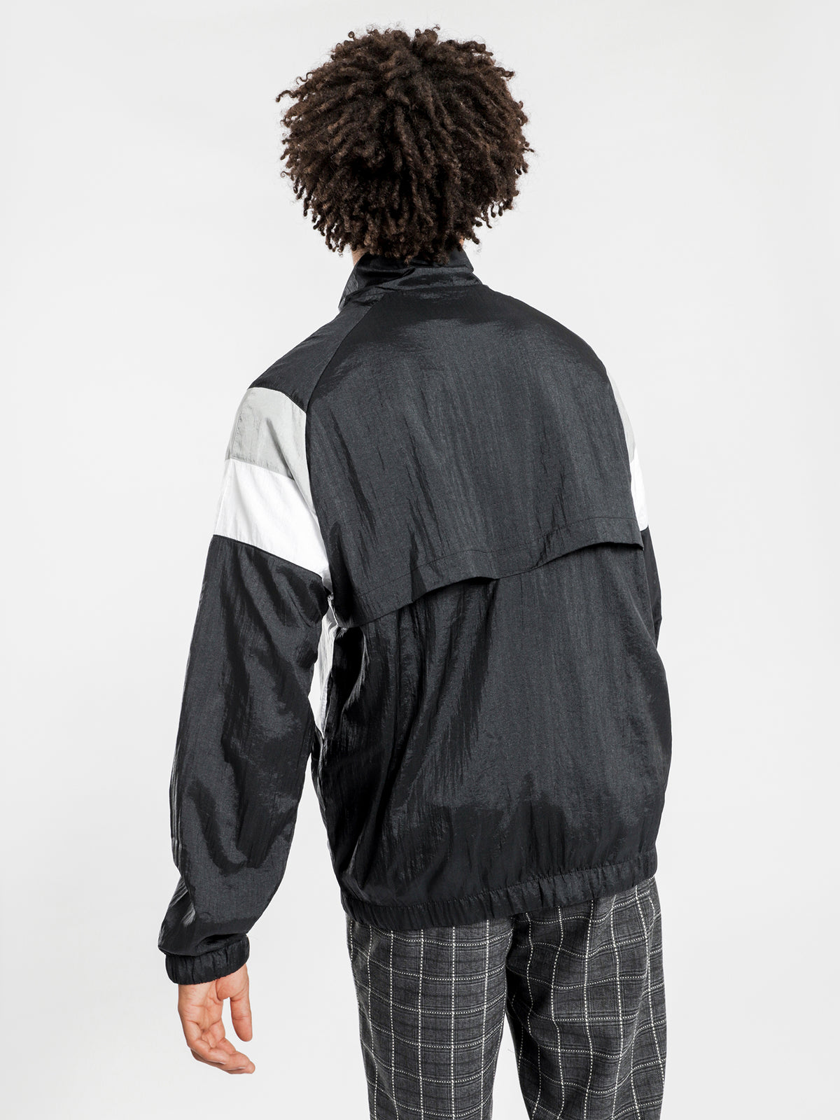 Nylon Warm-Up Jacket in Black Grey &amp; White