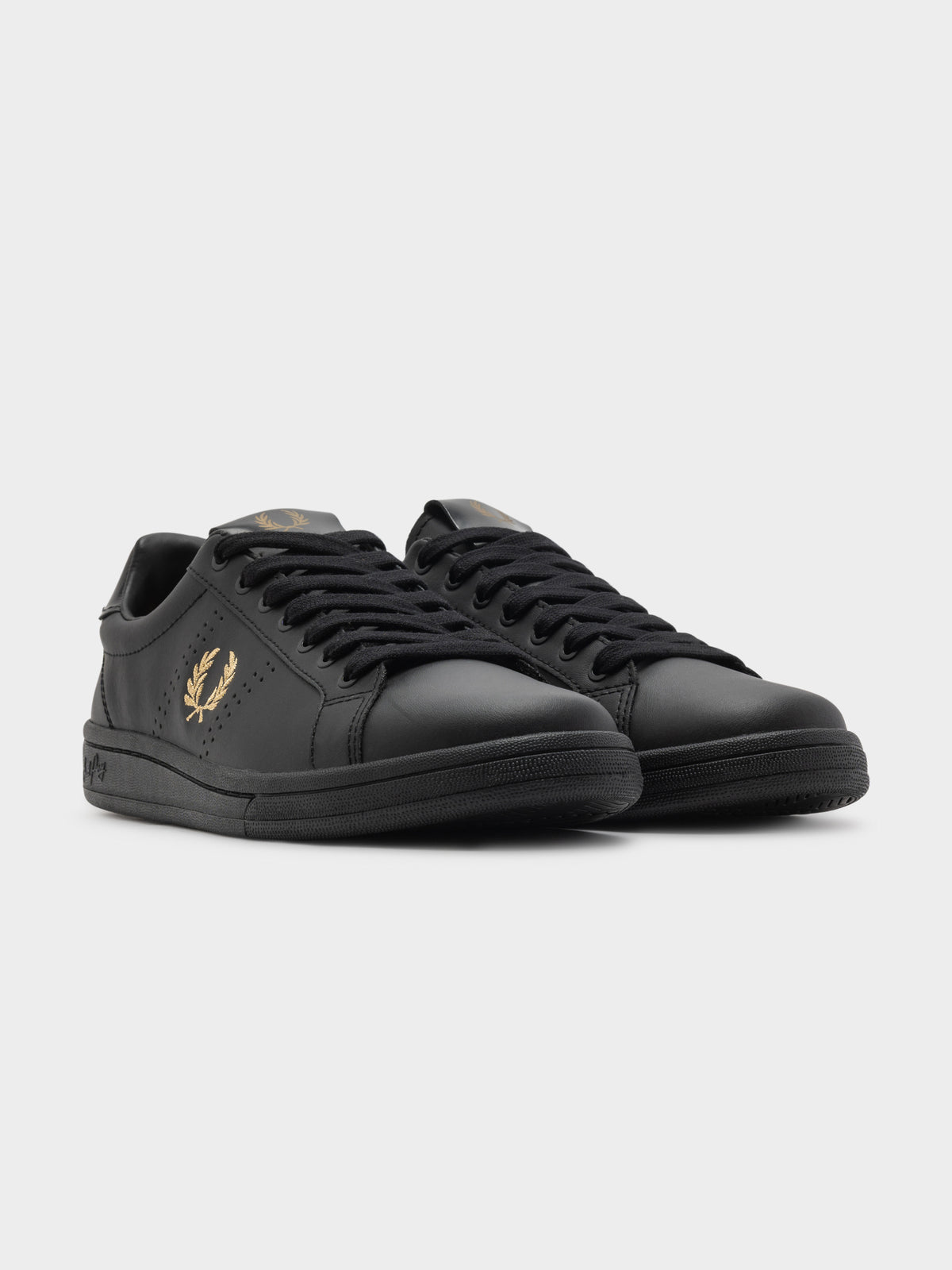 Mens B721 Leather Tab Sneaker in Black &amp; Gold