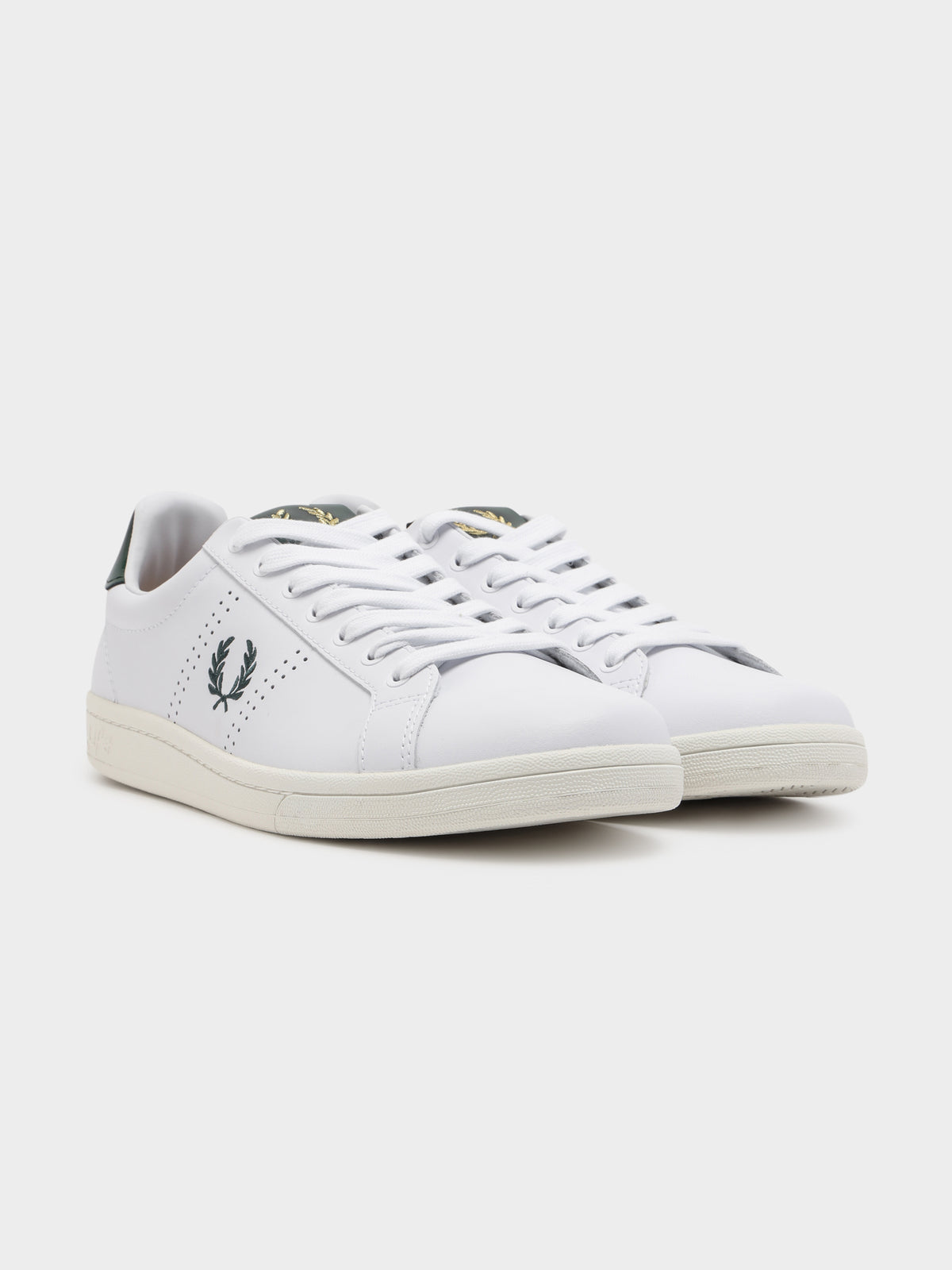 Mens B721 Leather Tab Sneaker in White &amp; Green