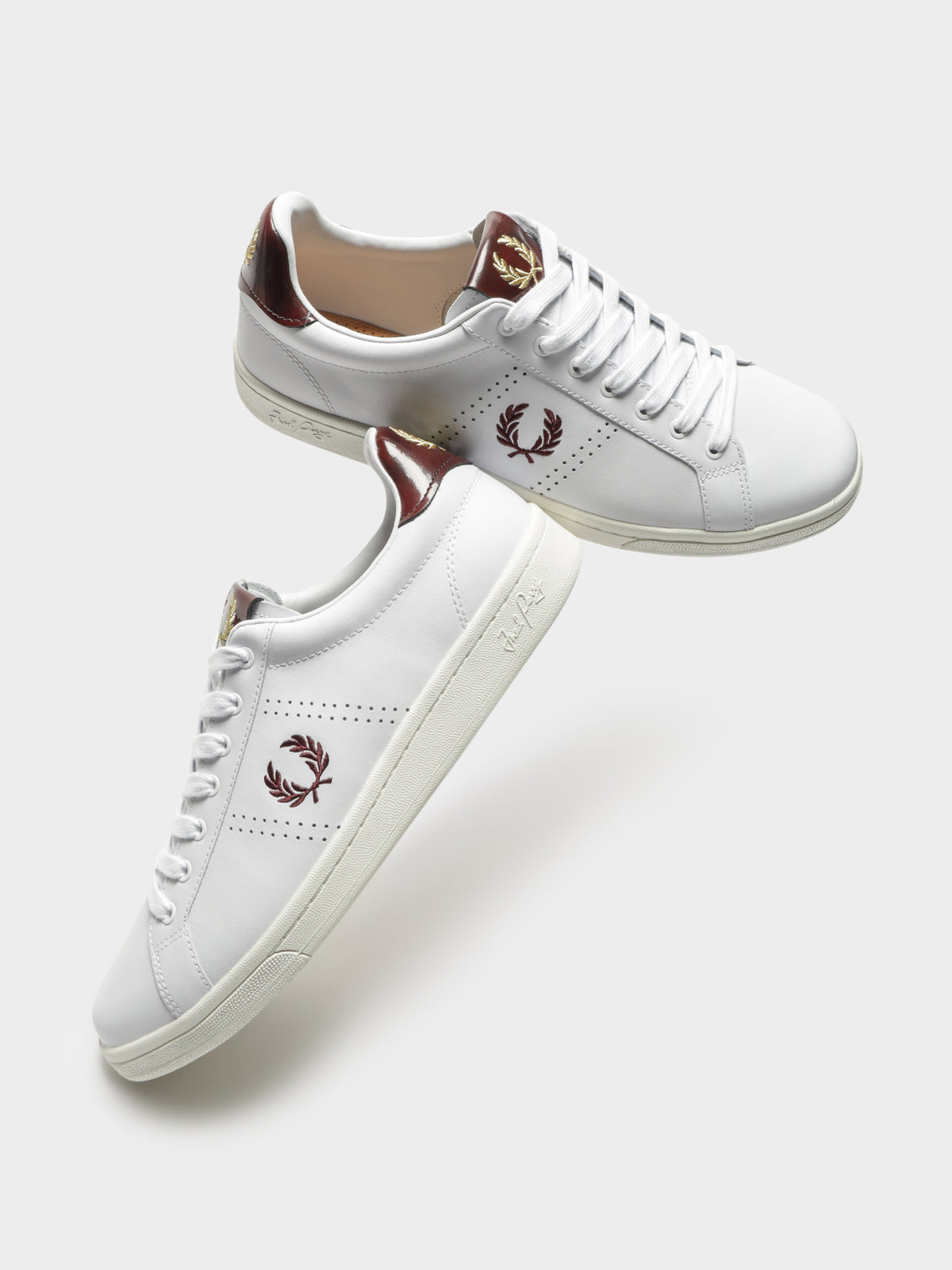Mens B721 Leather Sneakers in White &amp; Brown