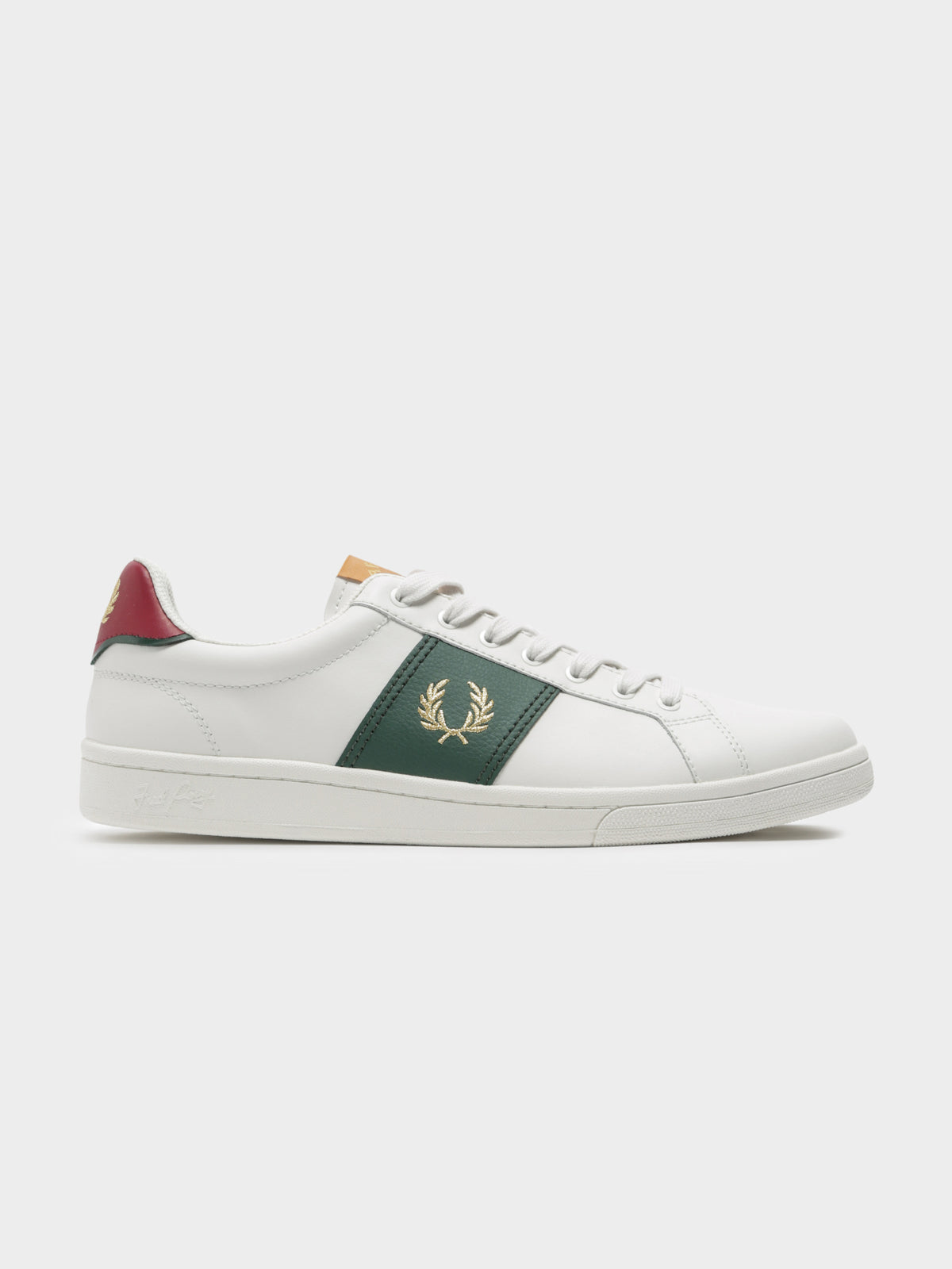 Mens B721 Leather Sneakers in White Red &amp; Green