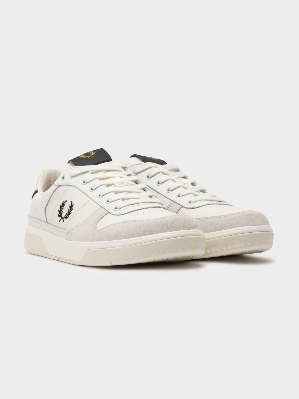 Mens B300 Leather Sneakers in Snow White