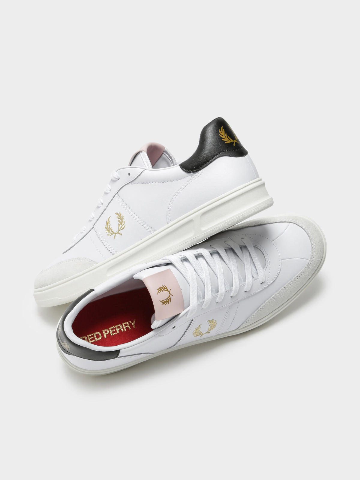 Mens B400 Sneaker in White &amp; Gold